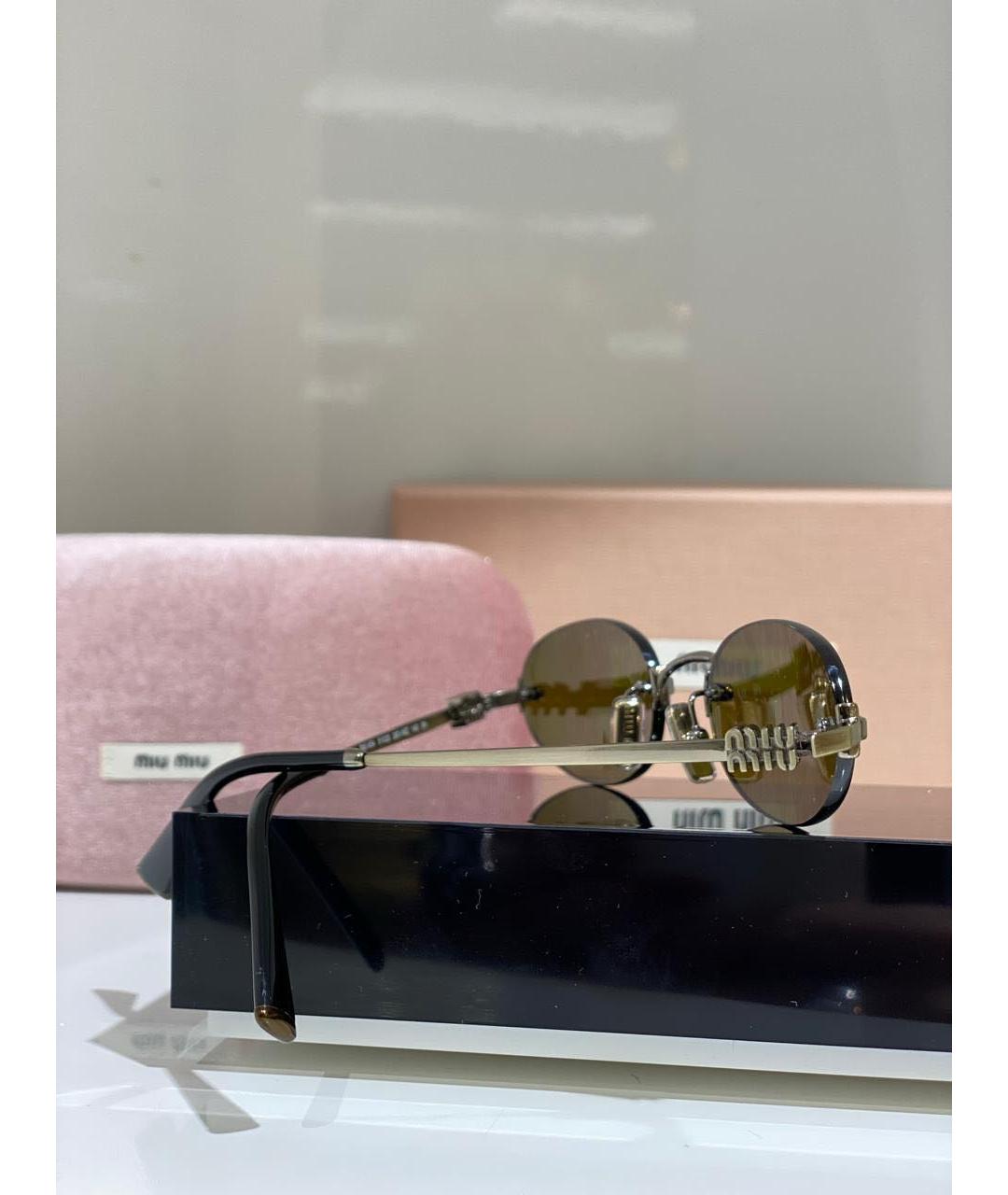 MIU MIU Серебряные металлические солнцезащитные очки, фото 3