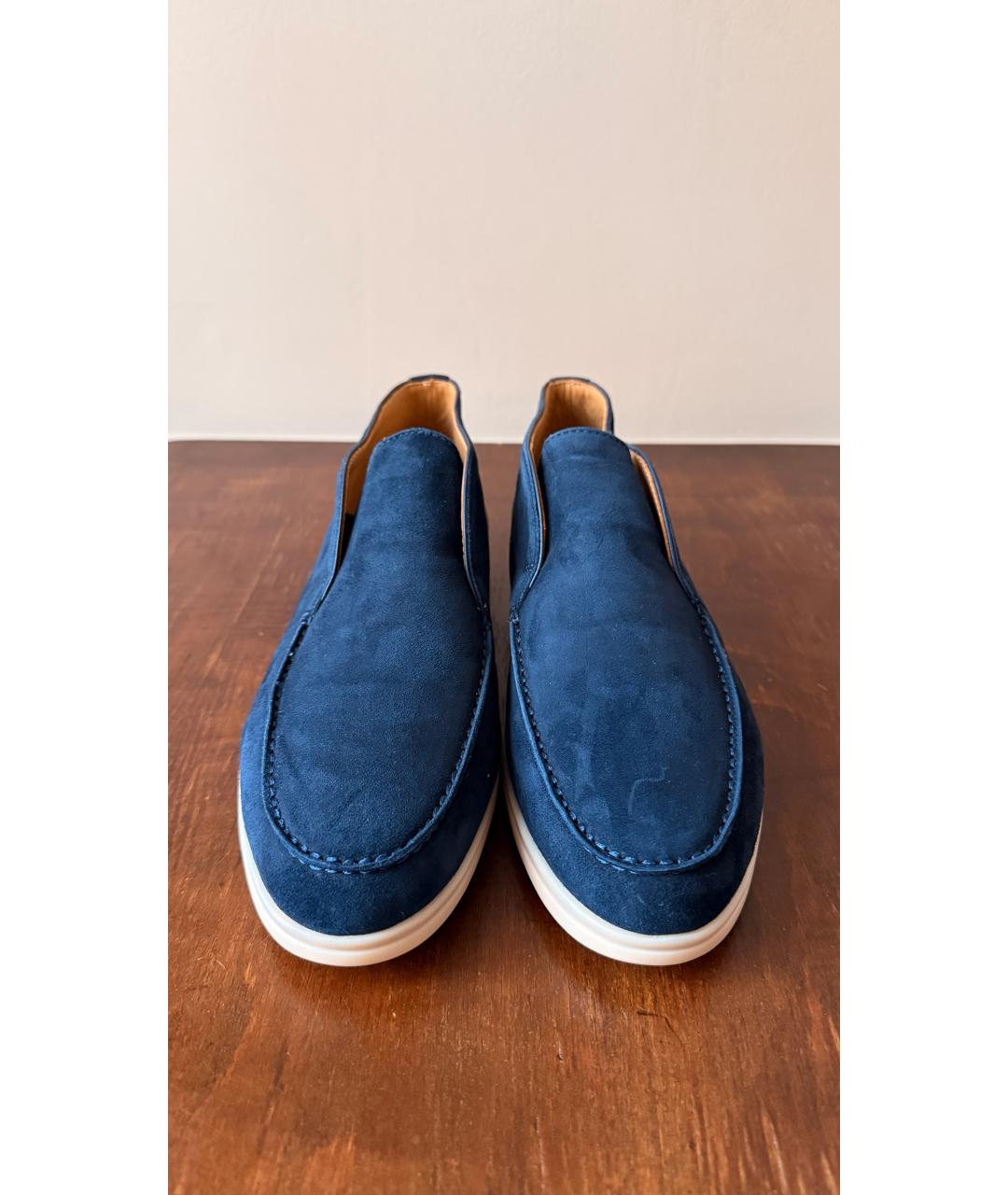 LORO PIANA Синие замшевые лоферы, фото 2