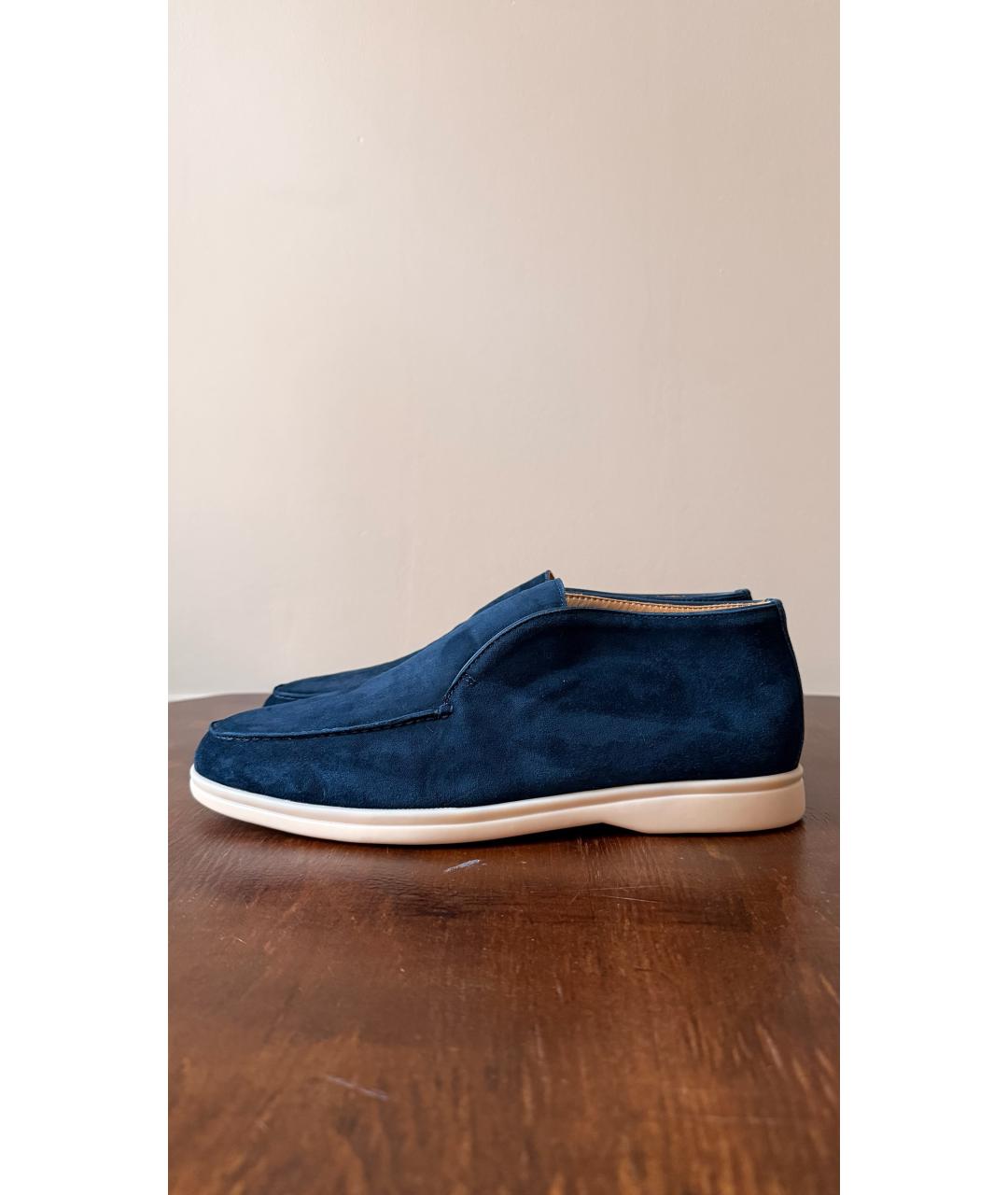 LORO PIANA Синие замшевые лоферы, фото 6