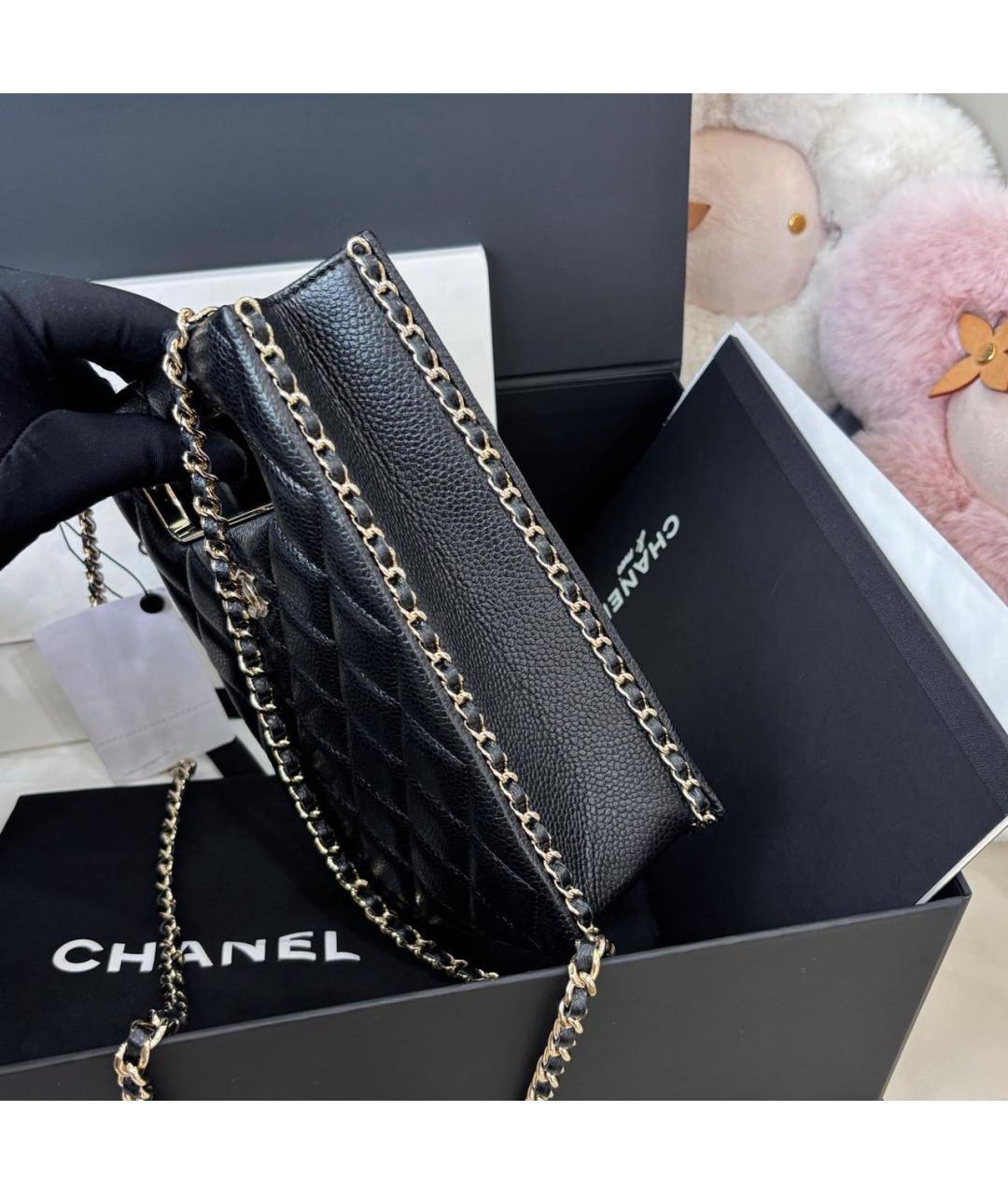 CHANEL Черная кожаная сумка через плечо, фото 4