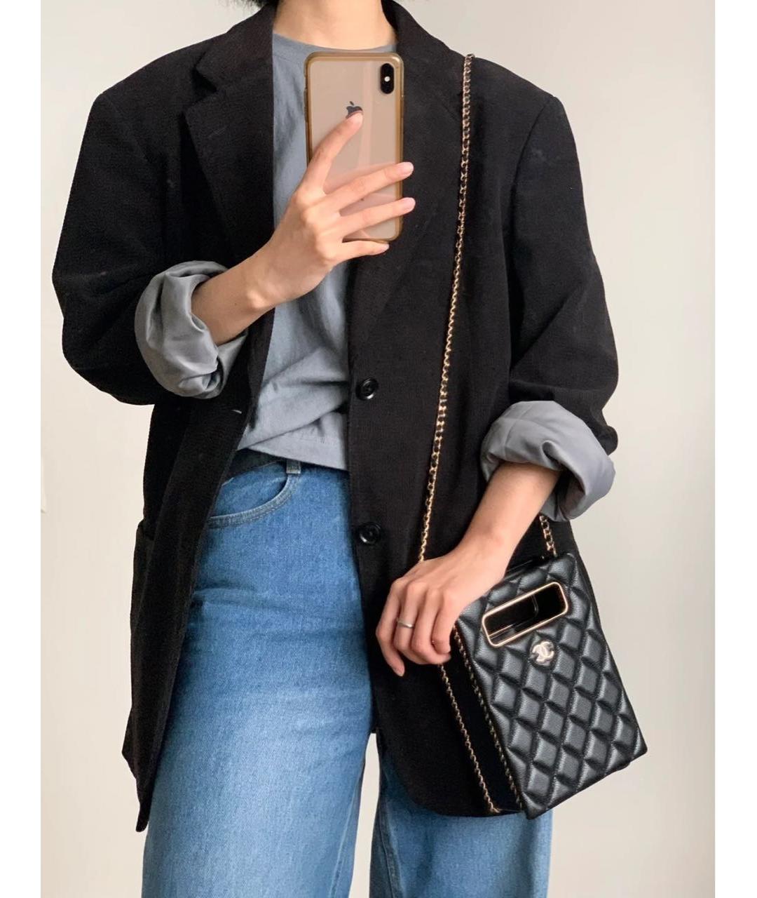 CHANEL Черная кожаная сумка через плечо, фото 8