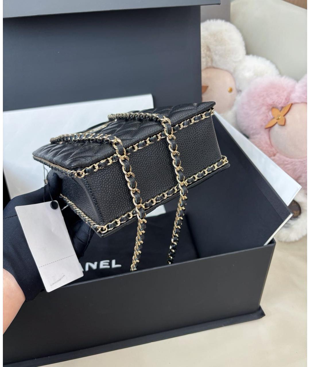 CHANEL Черная кожаная сумка через плечо, фото 5