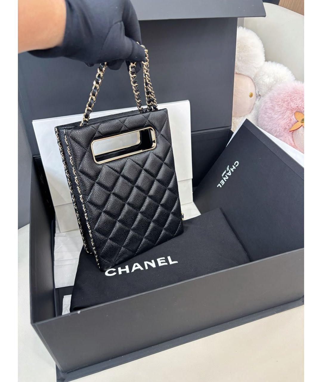 CHANEL Черная кожаная сумка через плечо, фото 6