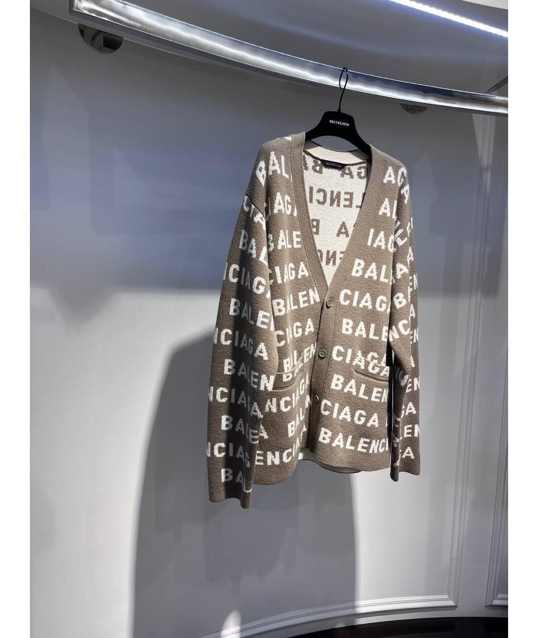 BALENCIAGA Бежевый шерстяной кардиган, фото 4