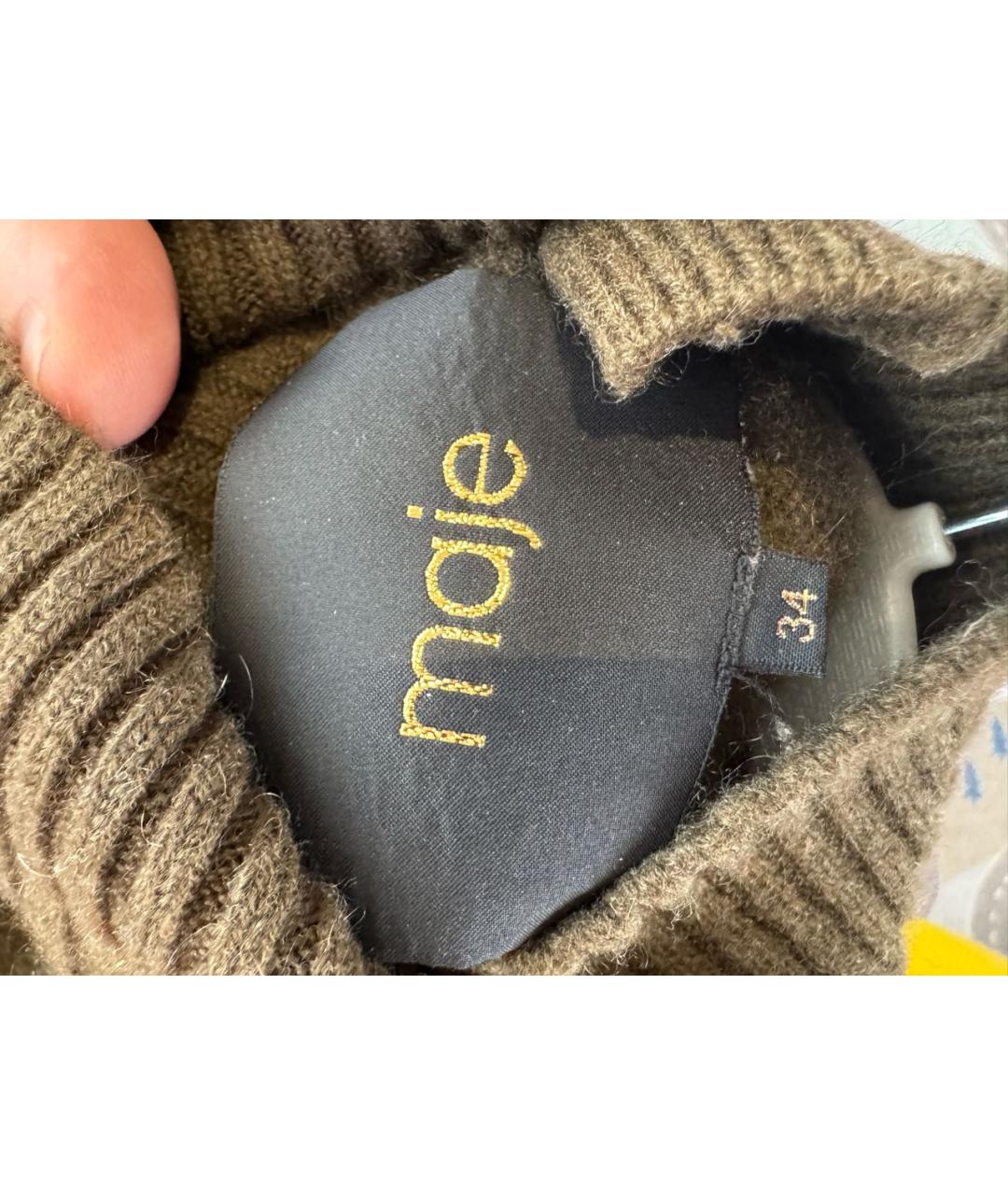 MAJE Хаки кашемировое повседневное платье, фото 2