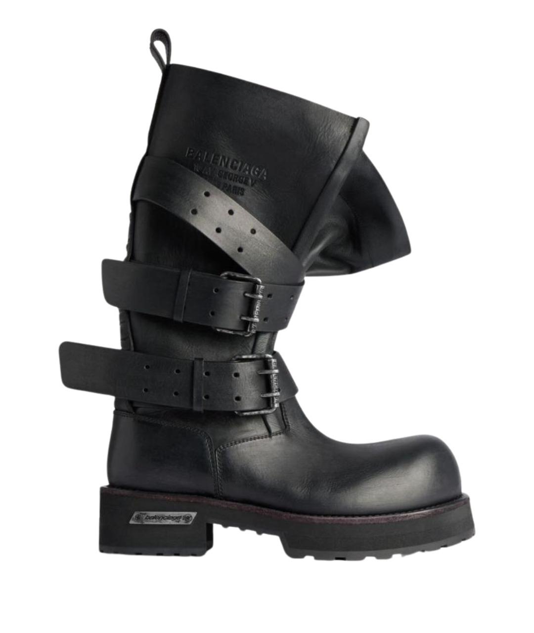 BALENCIAGA Черные кожаные ботинки, фото 1