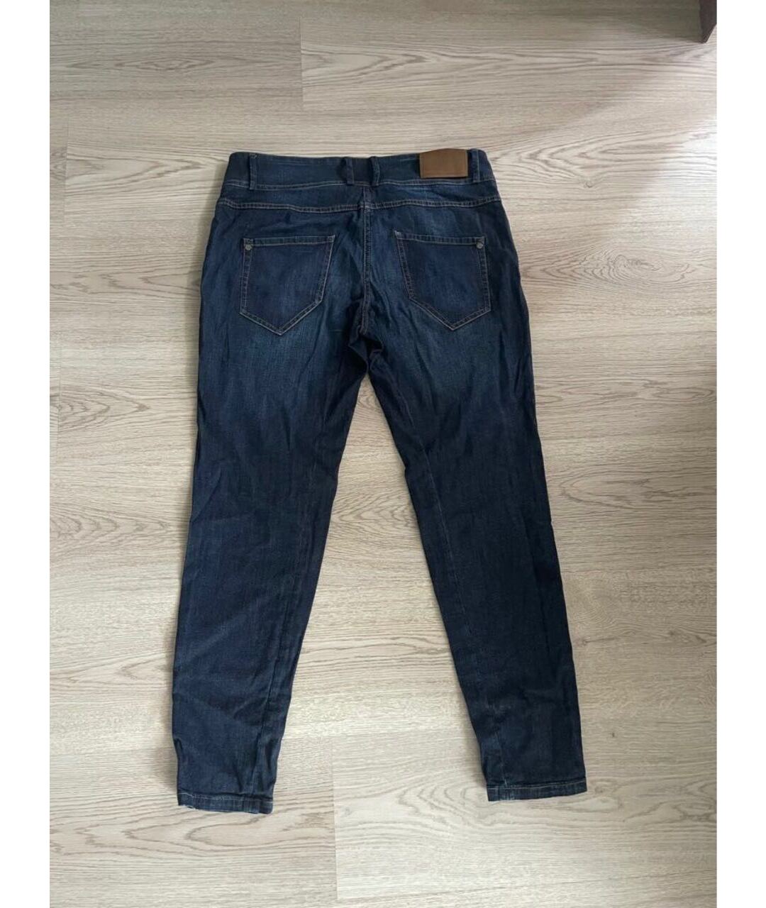 BRUNELLO CUCINELLI Темно-синие хлопковые джинсы слим, фото 2