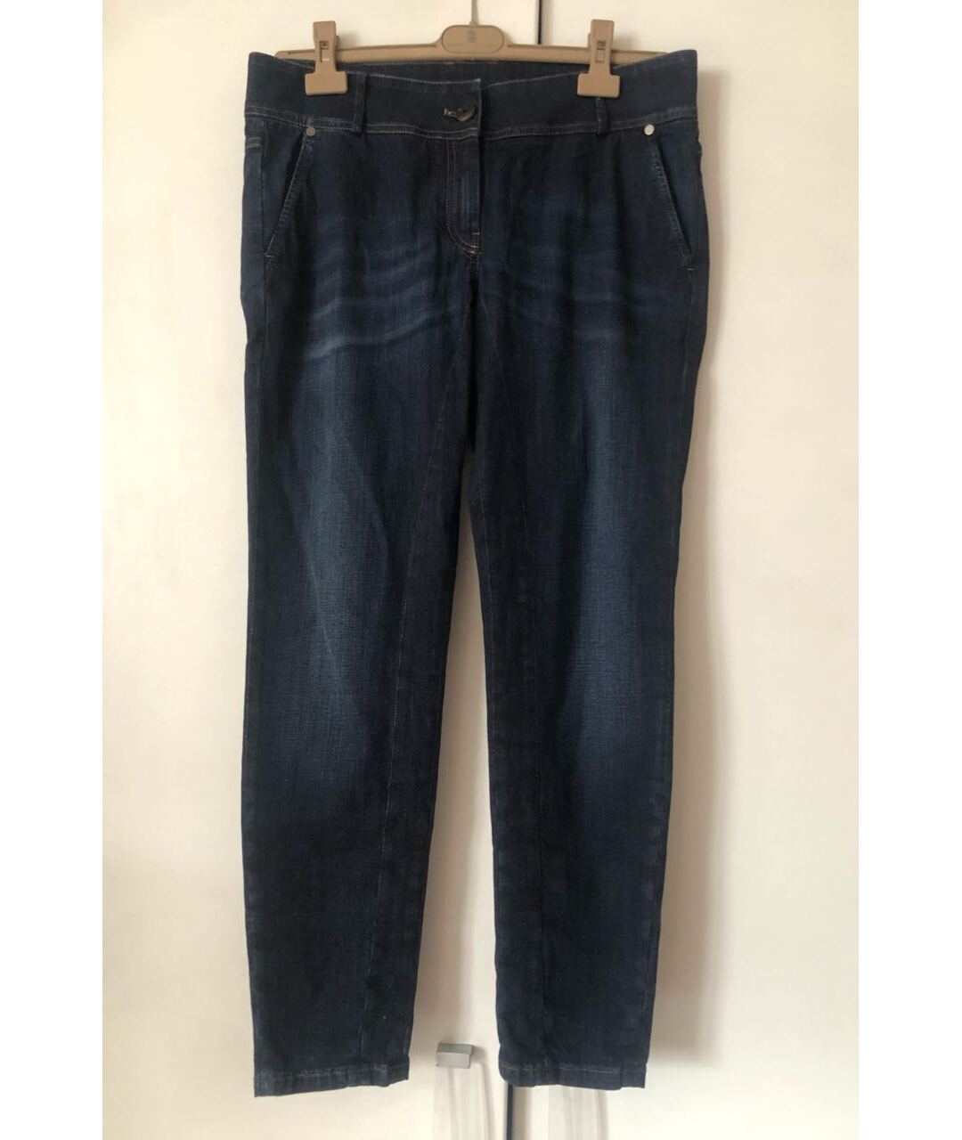BRUNELLO CUCINELLI Темно-синие хлопковые джинсы слим, фото 6