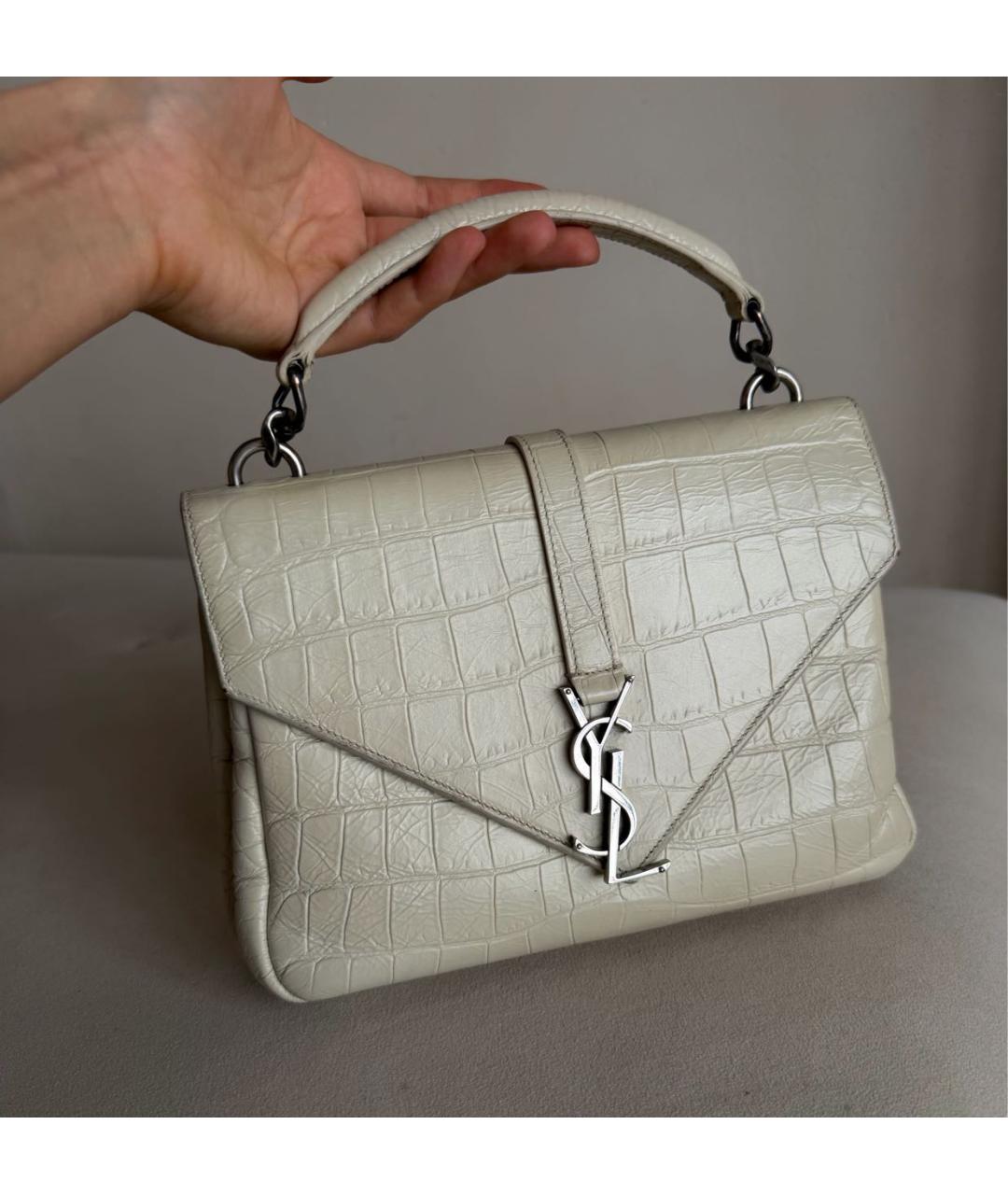 SAINT LAURENT Бежевая кожаная сумка через плечо, фото 2