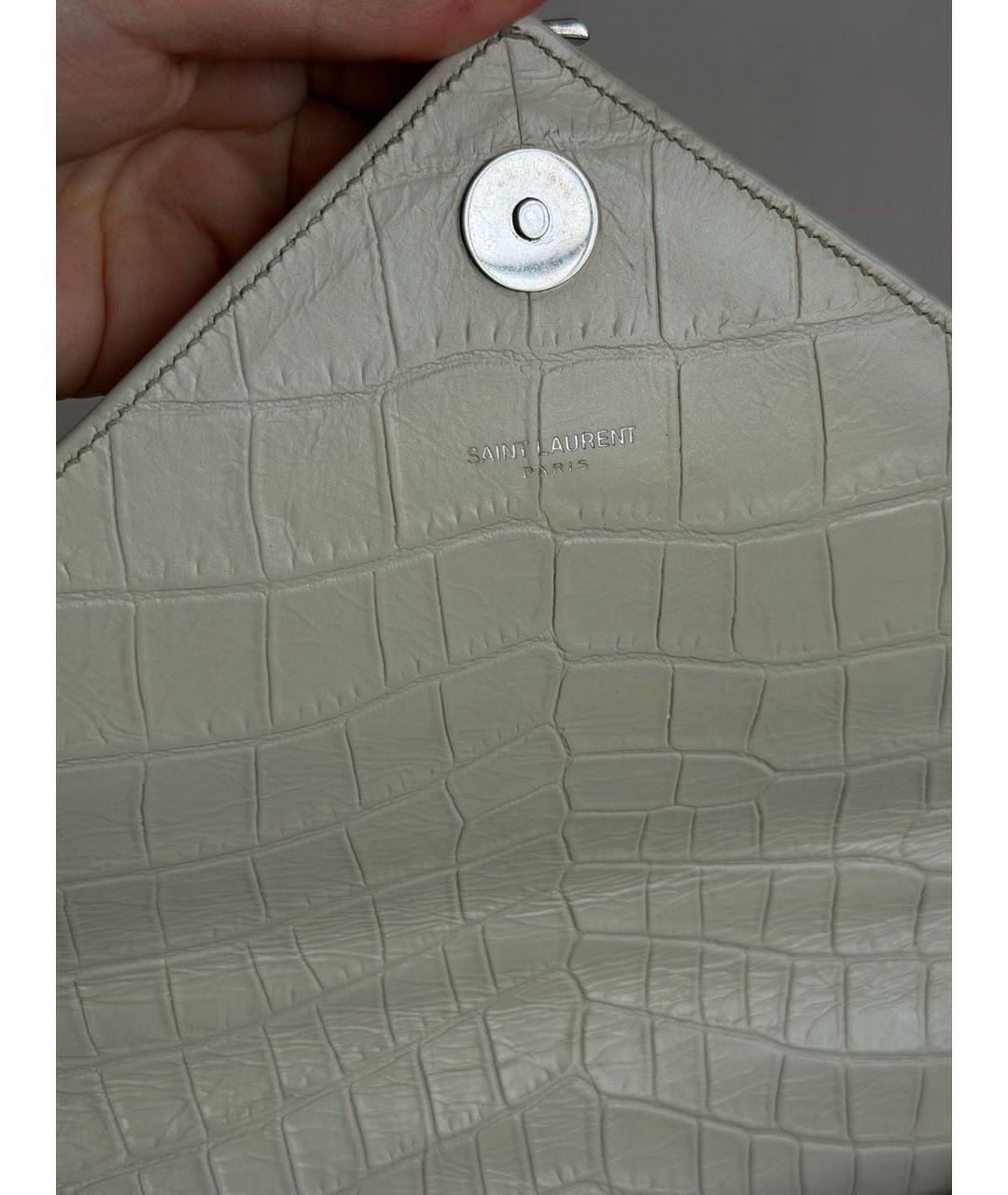 SAINT LAURENT Бежевая кожаная сумка через плечо, фото 6