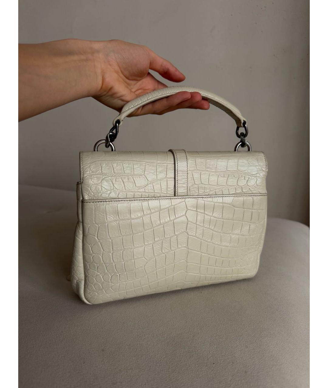 SAINT LAURENT Бежевая кожаная сумка через плечо, фото 3