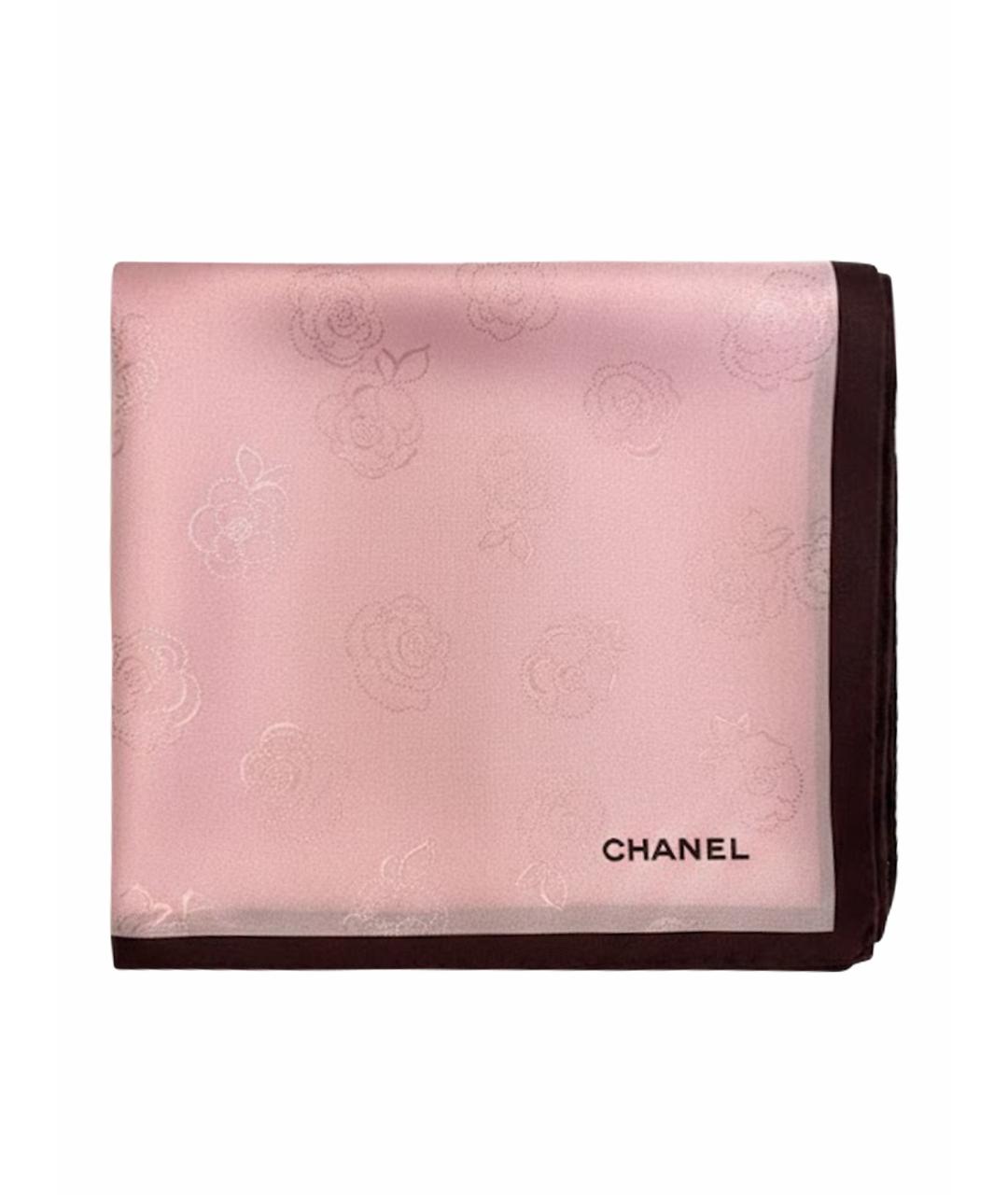 CHANEL Розовый шелковый платок, фото 1