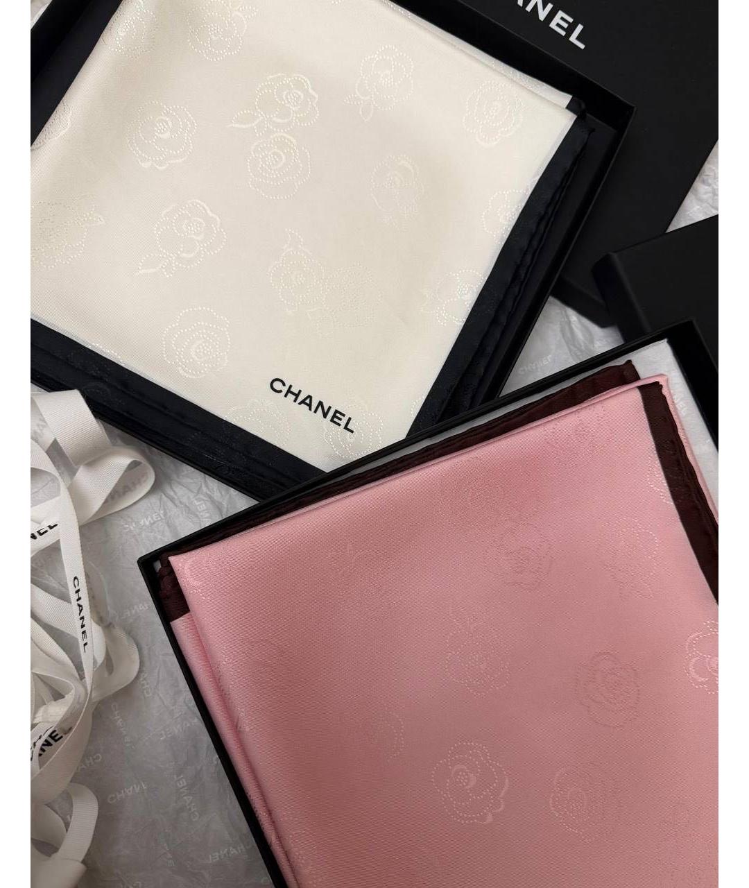 CHANEL Розовый шелковый платок, фото 2