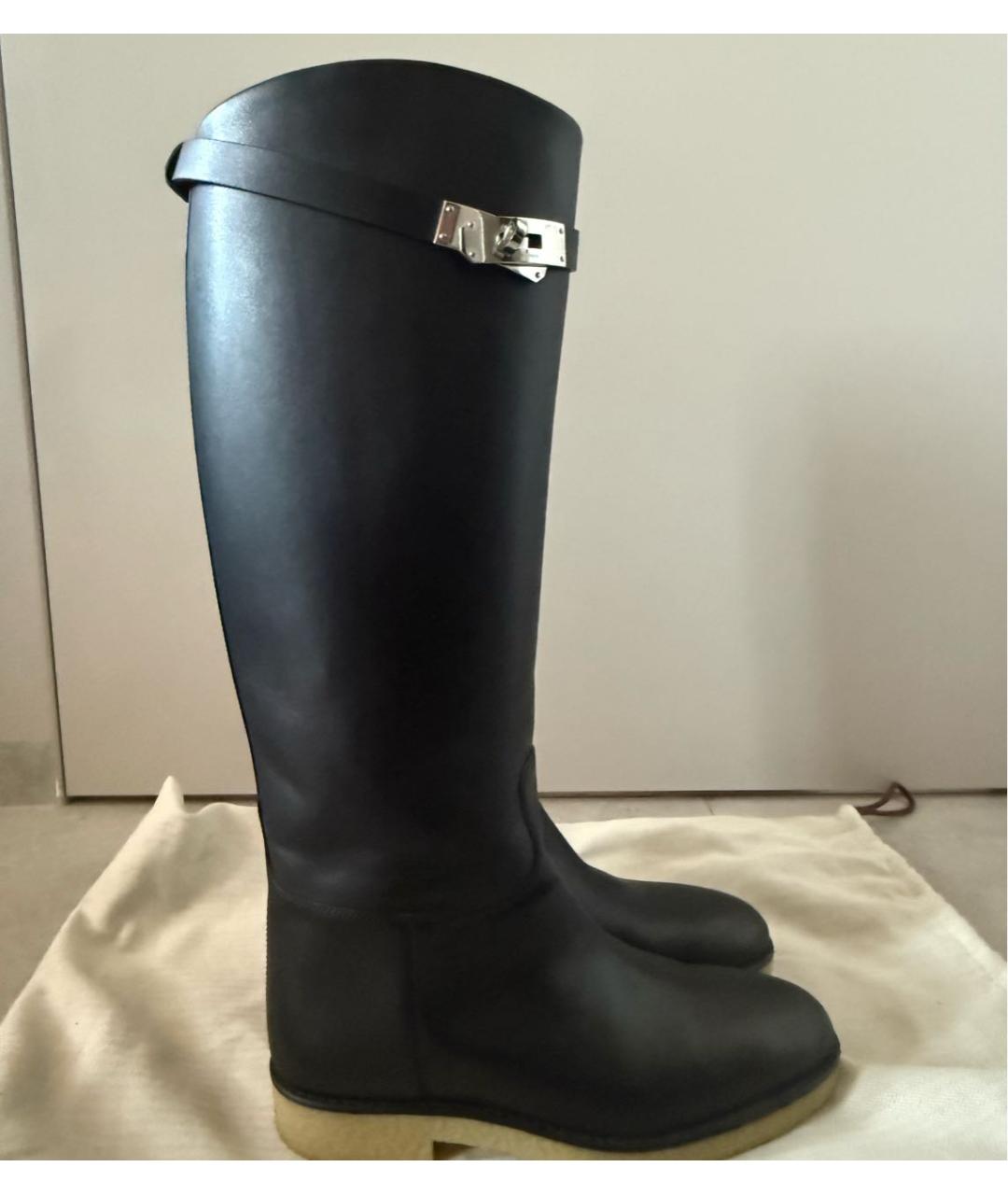 HERMES Черные кожаные сапоги, фото 8