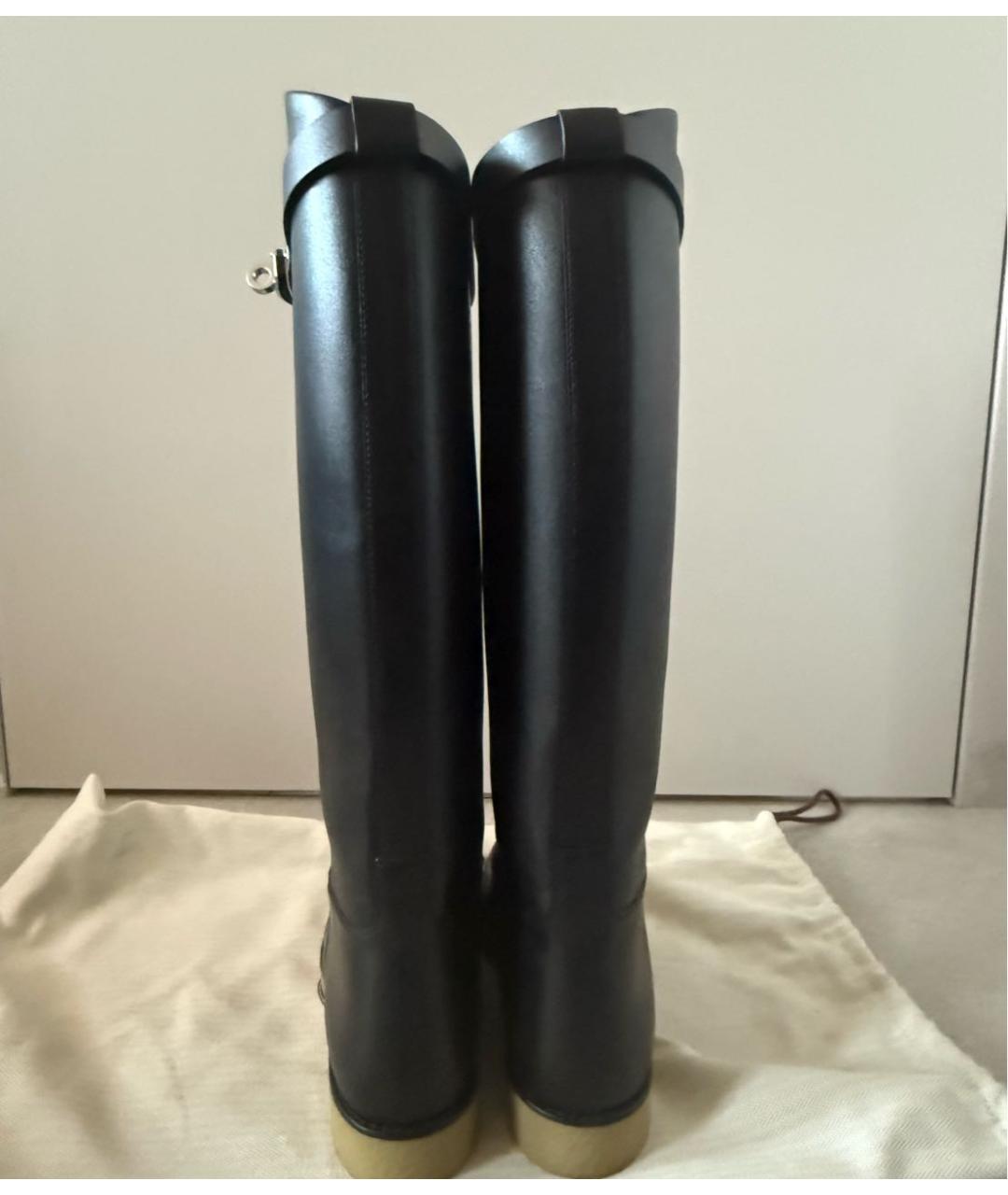 HERMES Черные кожаные сапоги, фото 2