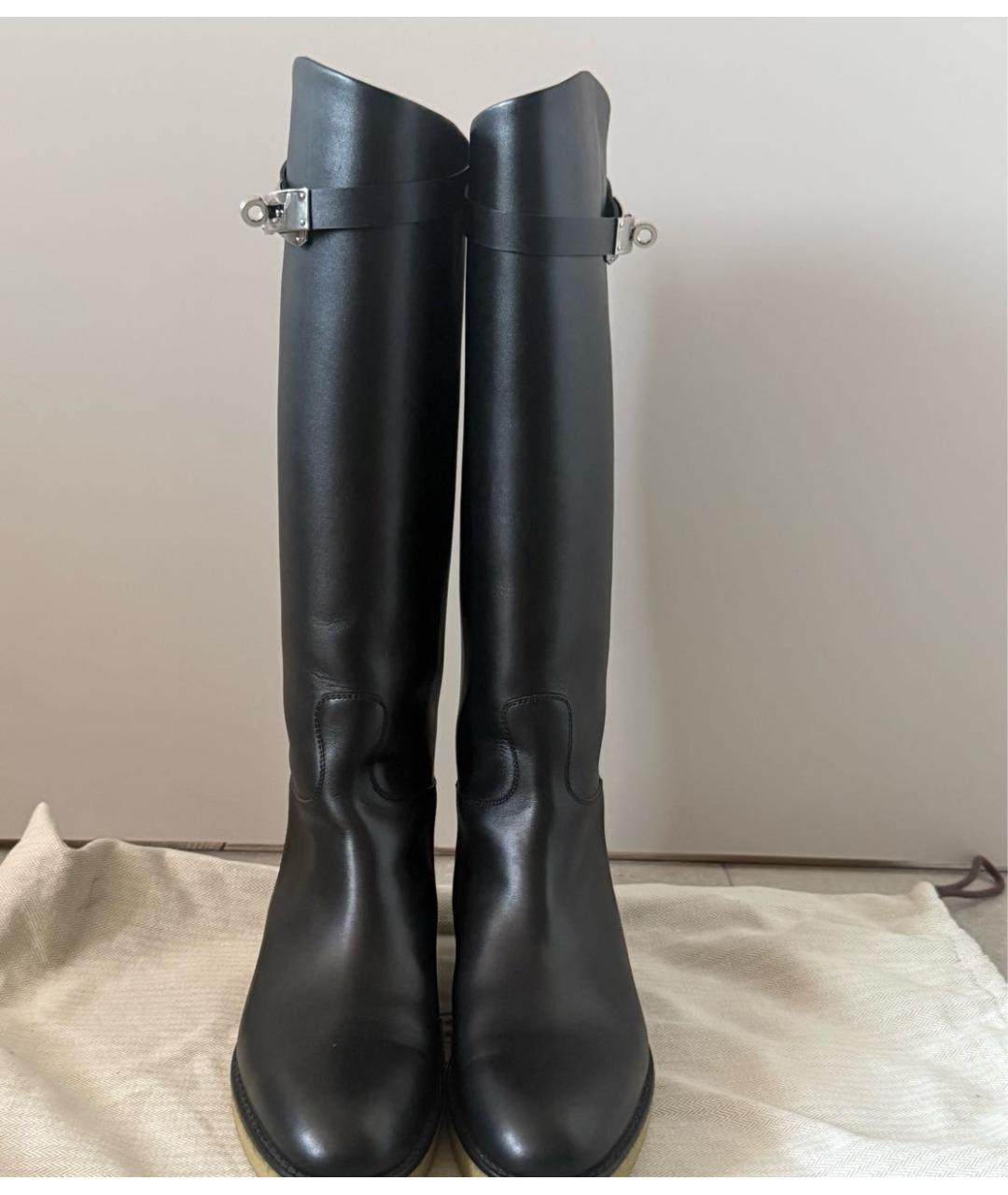 HERMES Черные кожаные сапоги, фото 4