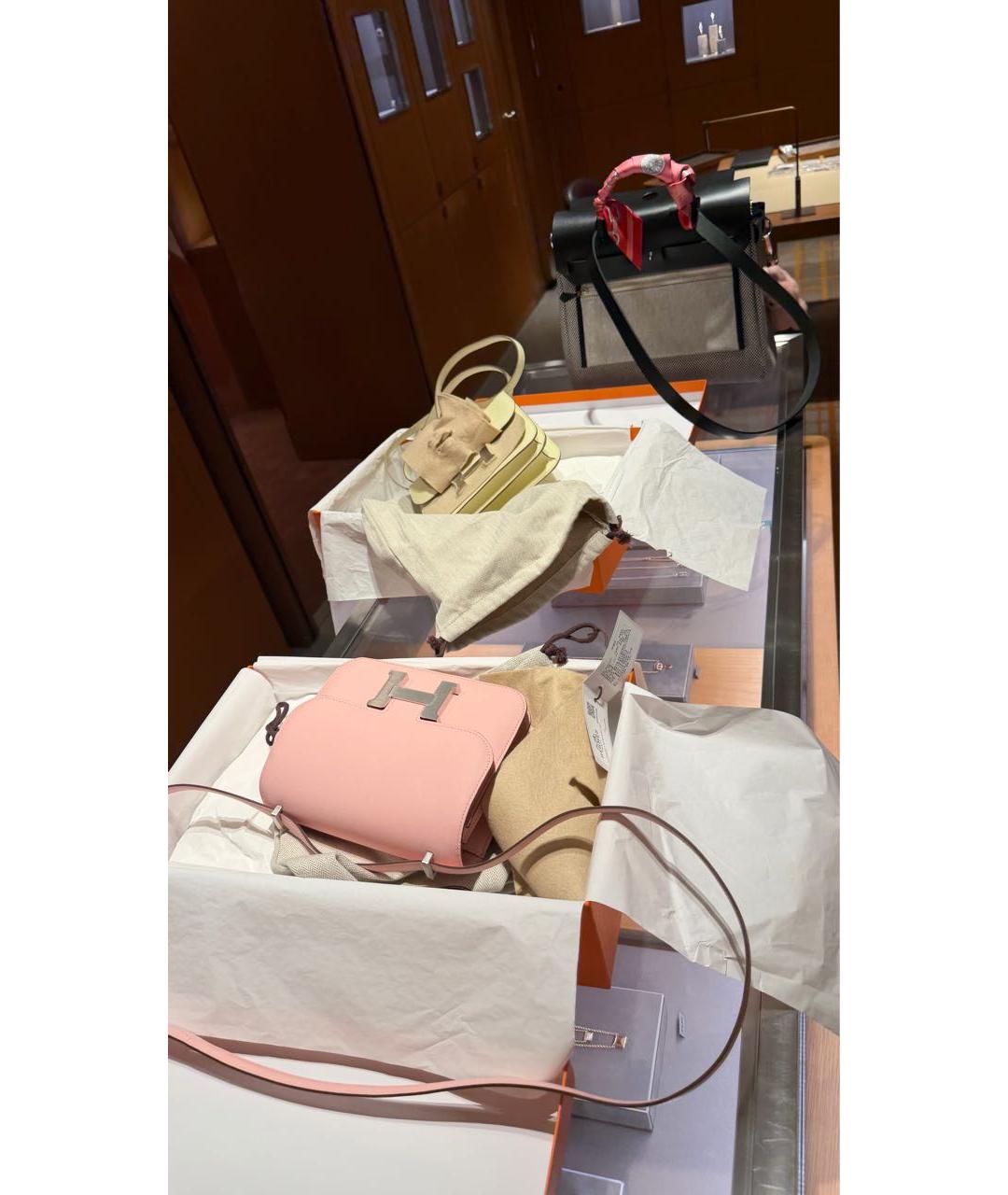 HERMES Розовая кожаная сумка через плечо, фото 3