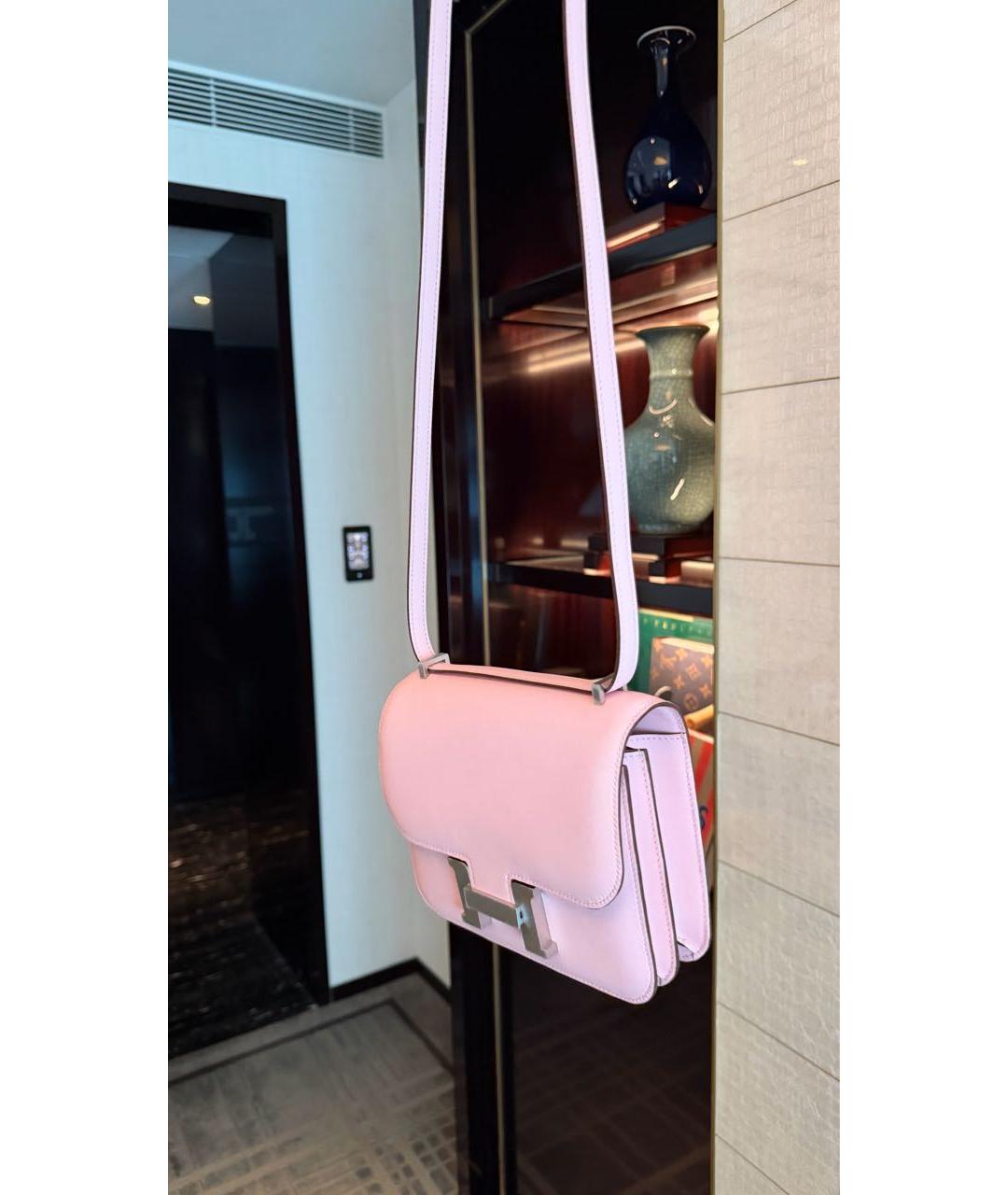 HERMES Розовая кожаная сумка через плечо, фото 5