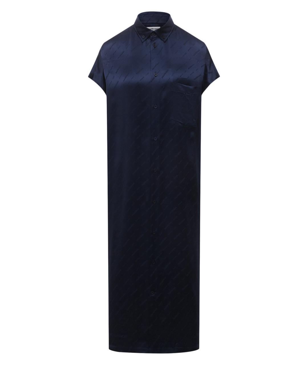 BALENCIAGA Синее шелковое повседневное платье, фото 1