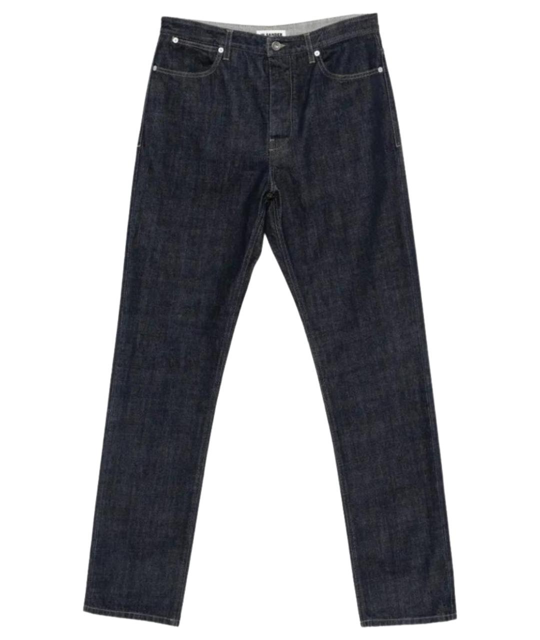 JIL SANDER Темно-синие хлопковые прямые джинсы, фото 1