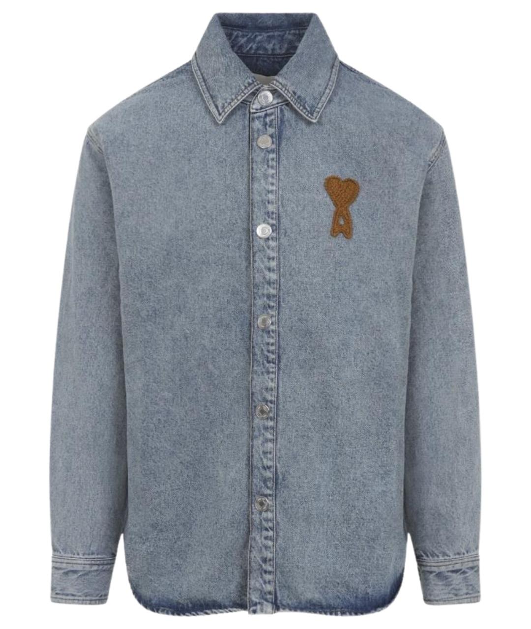 Ami Paris Голубая хлопковая кэжуал рубашка, фото 1