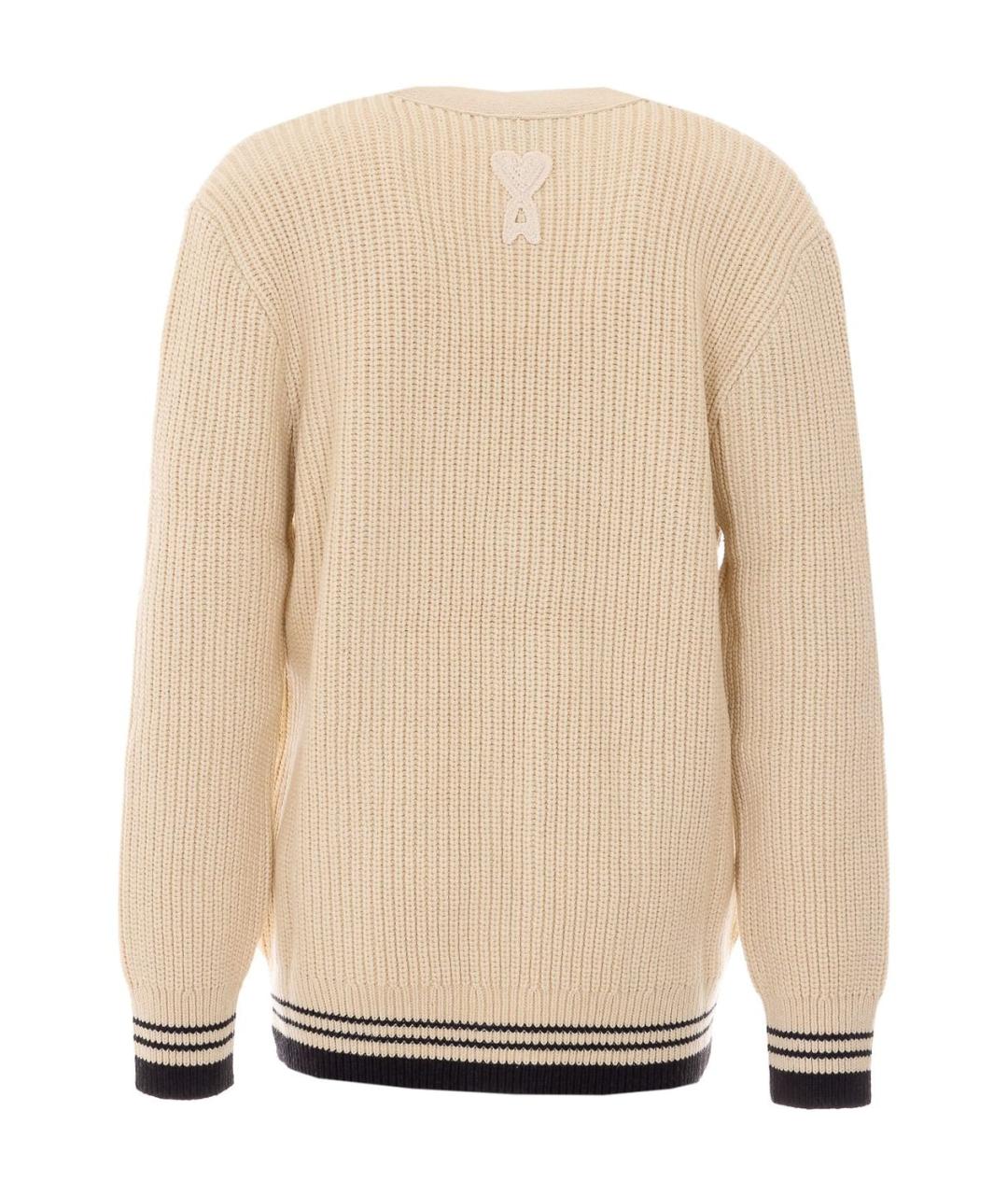 Ami Paris Бежевый шерстяной кардиган, фото 3