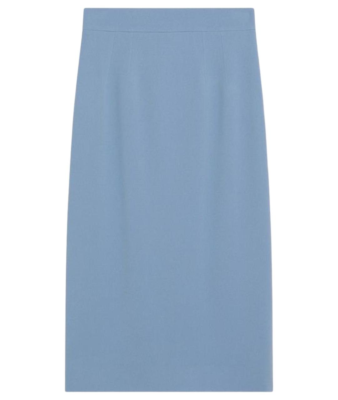 DOLCE&GABBANA Голубая шелковая юбка миди, фото 1