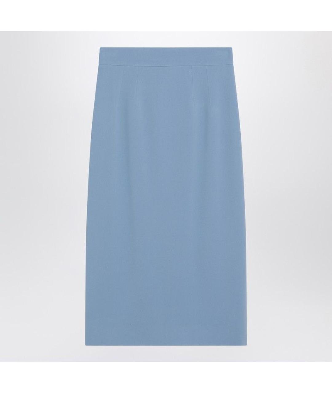 DOLCE&GABBANA Голубая шелковая юбка миди, фото 3