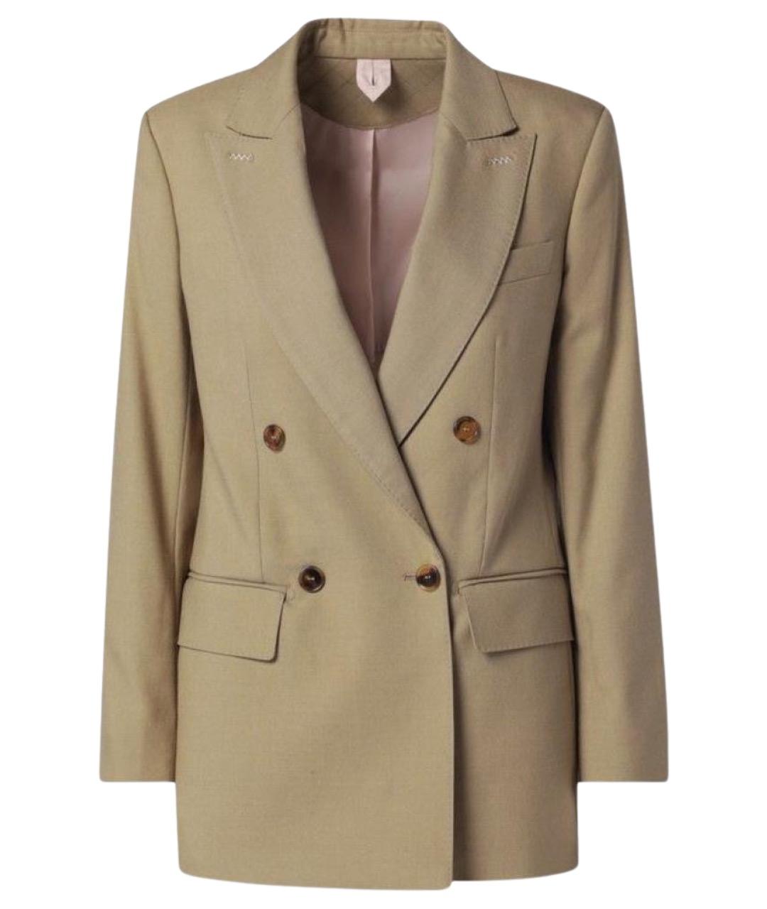MAX MARA Бежевый шерстяной жакет/пиджак, фото 1