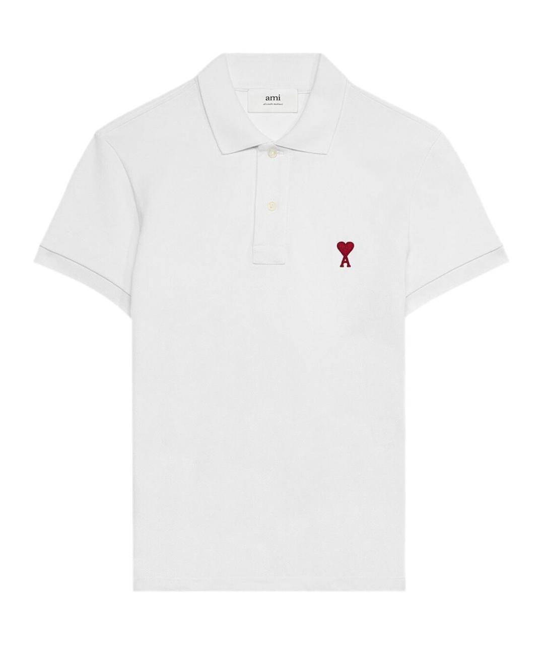 Ami Paris Белое хлопковое поло с коротким рукавом, фото 1