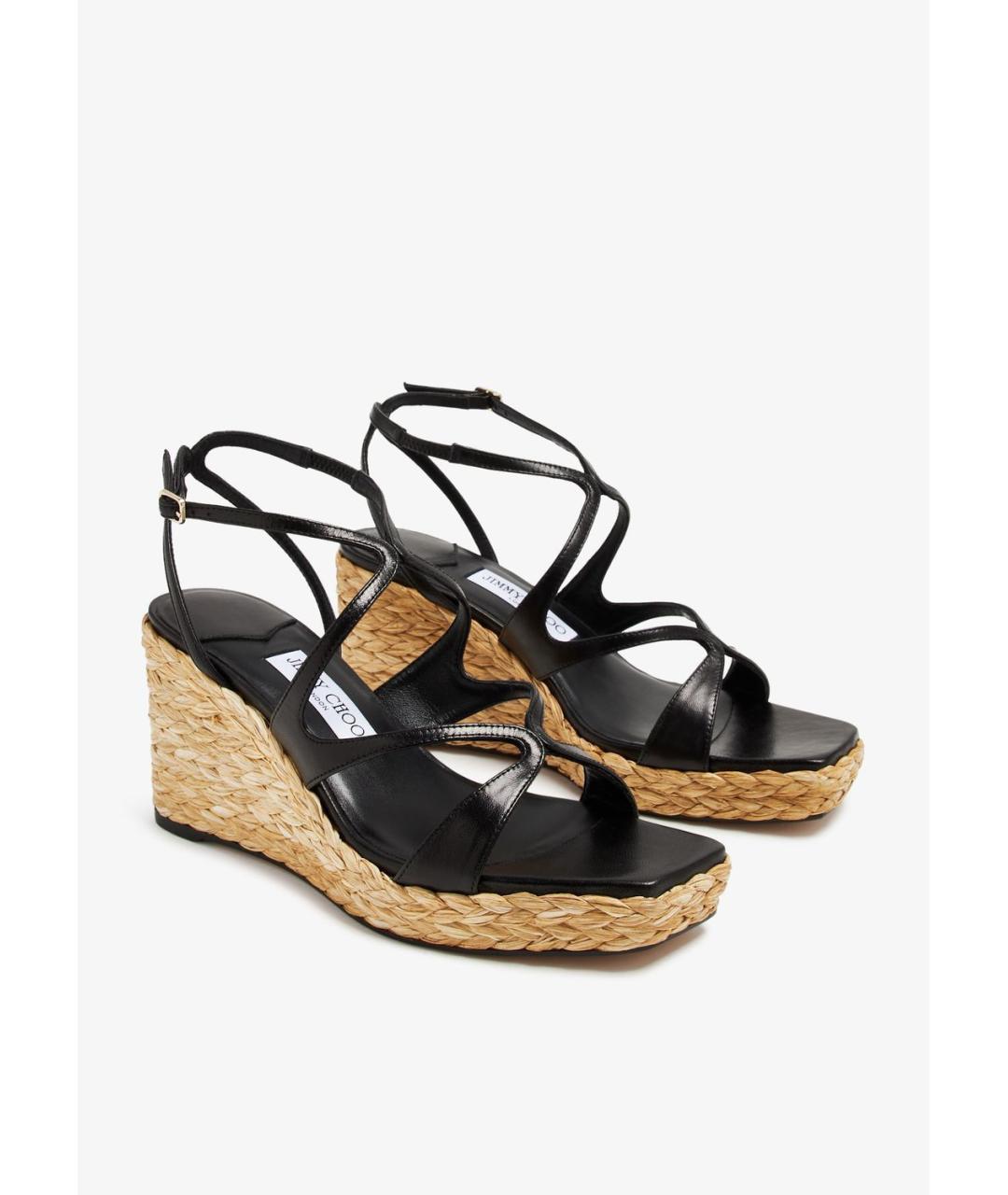 JIMMY CHOO Черные кожаные босоножки, фото 4