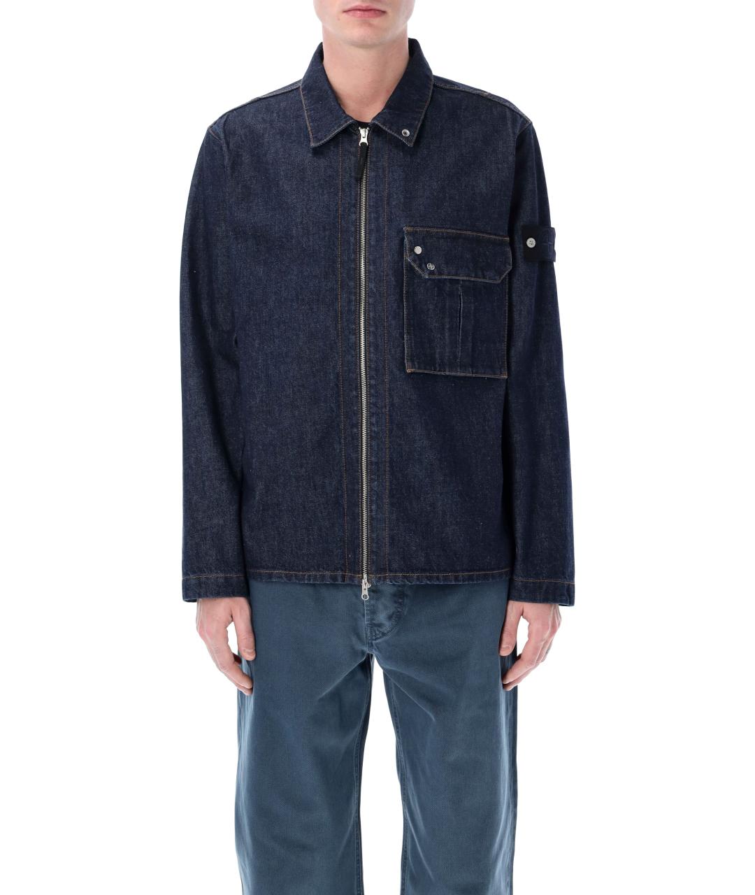 STONE ISLAND Синяя хлопковая кэжуал рубашка, фото 2