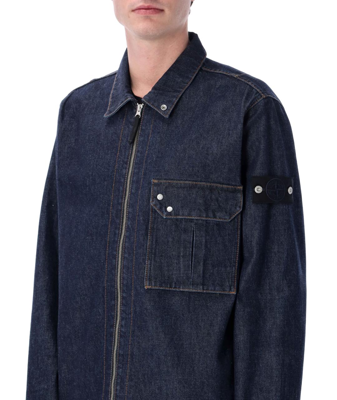 STONE ISLAND Синяя хлопковая кэжуал рубашка, фото 4