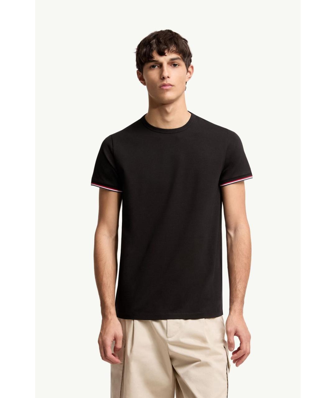 MONCLER Черная хлопковая футболка, фото 2