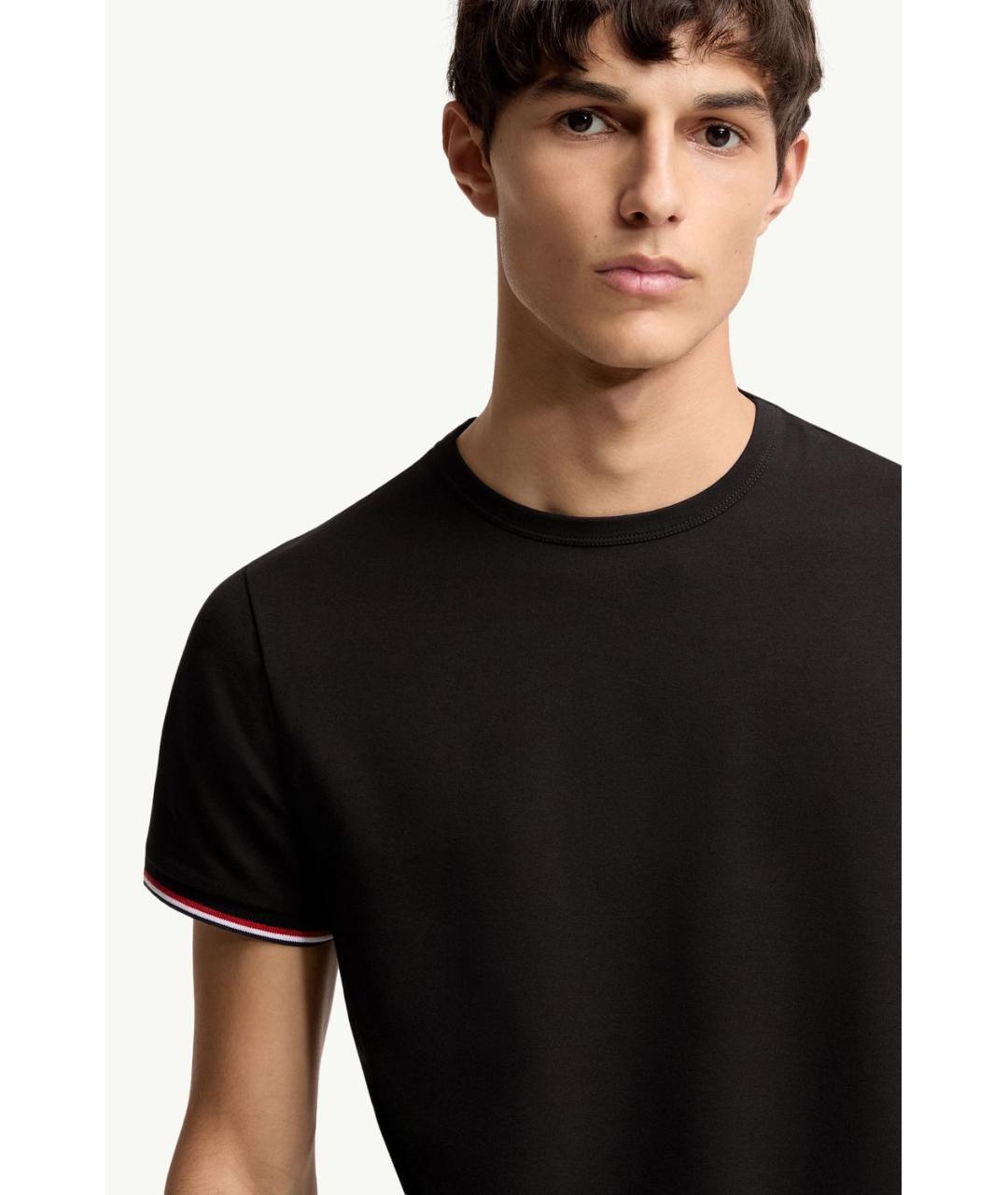 MONCLER Черная хлопковая футболка, фото 4