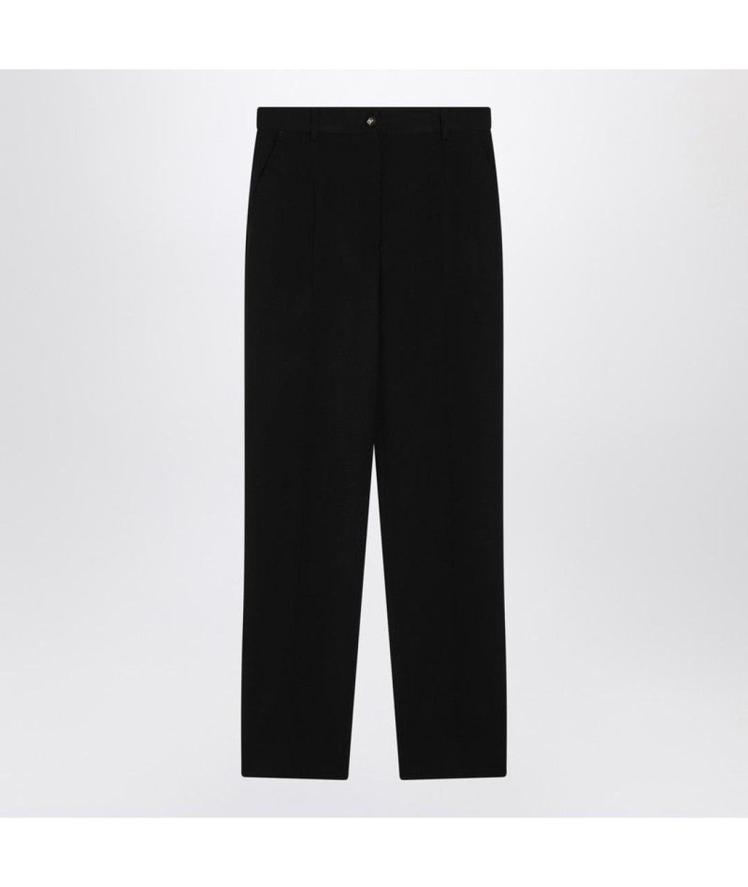 DOLCE&GABBANA Черные шерстяные прямые брюки, фото 3