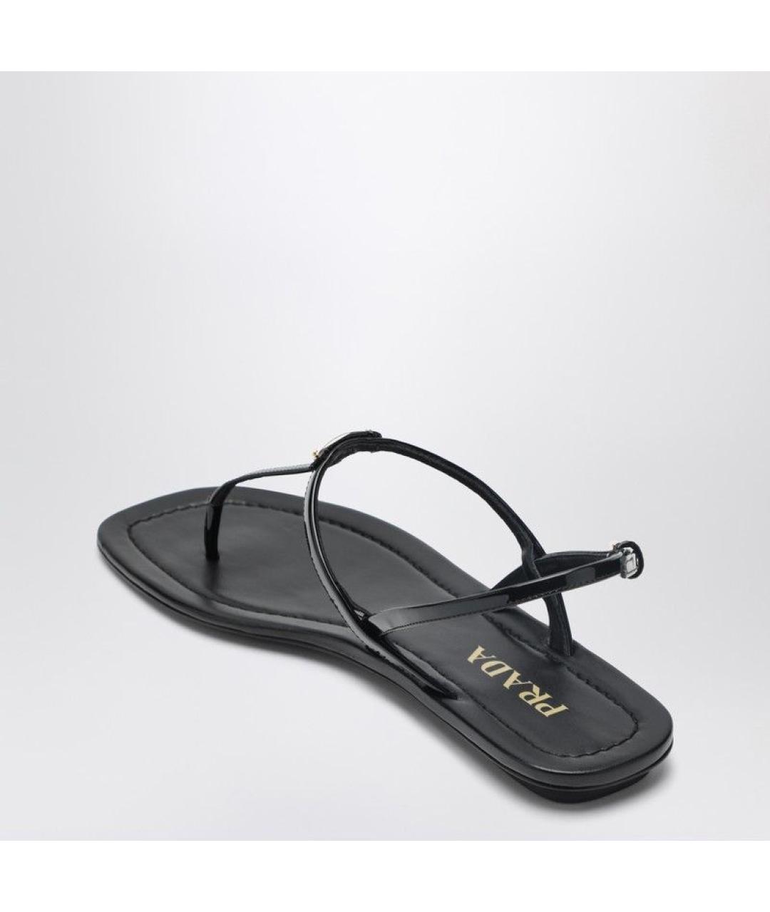 PRADA Черные сандалии из лакированной кожи, фото 3