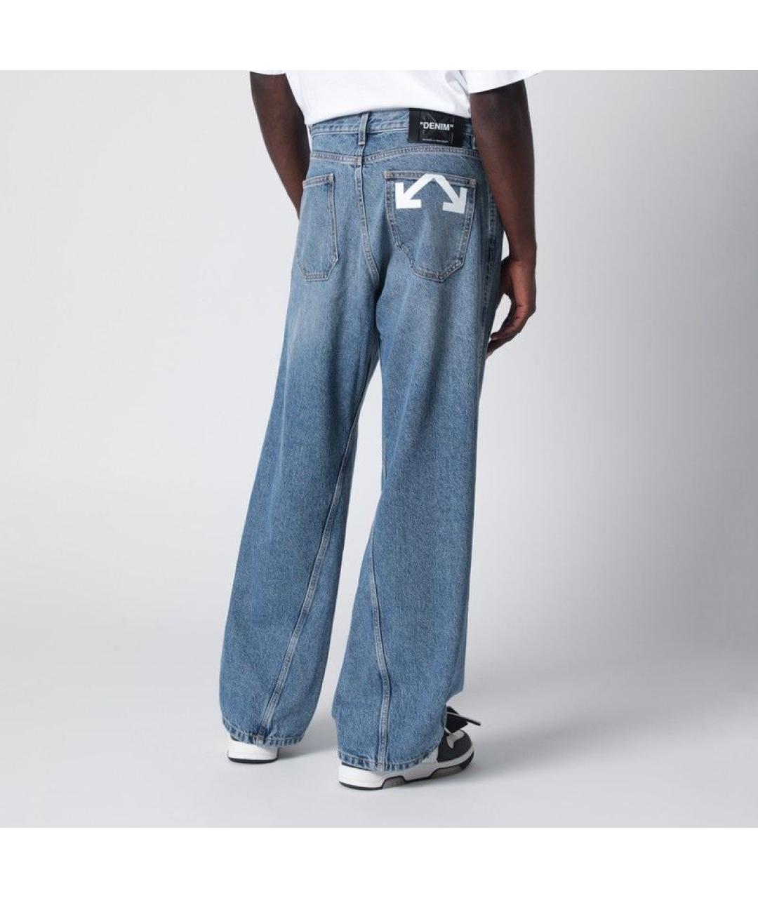 OFF-WHITE Голубые хлопковые прямые джинсы, фото 2