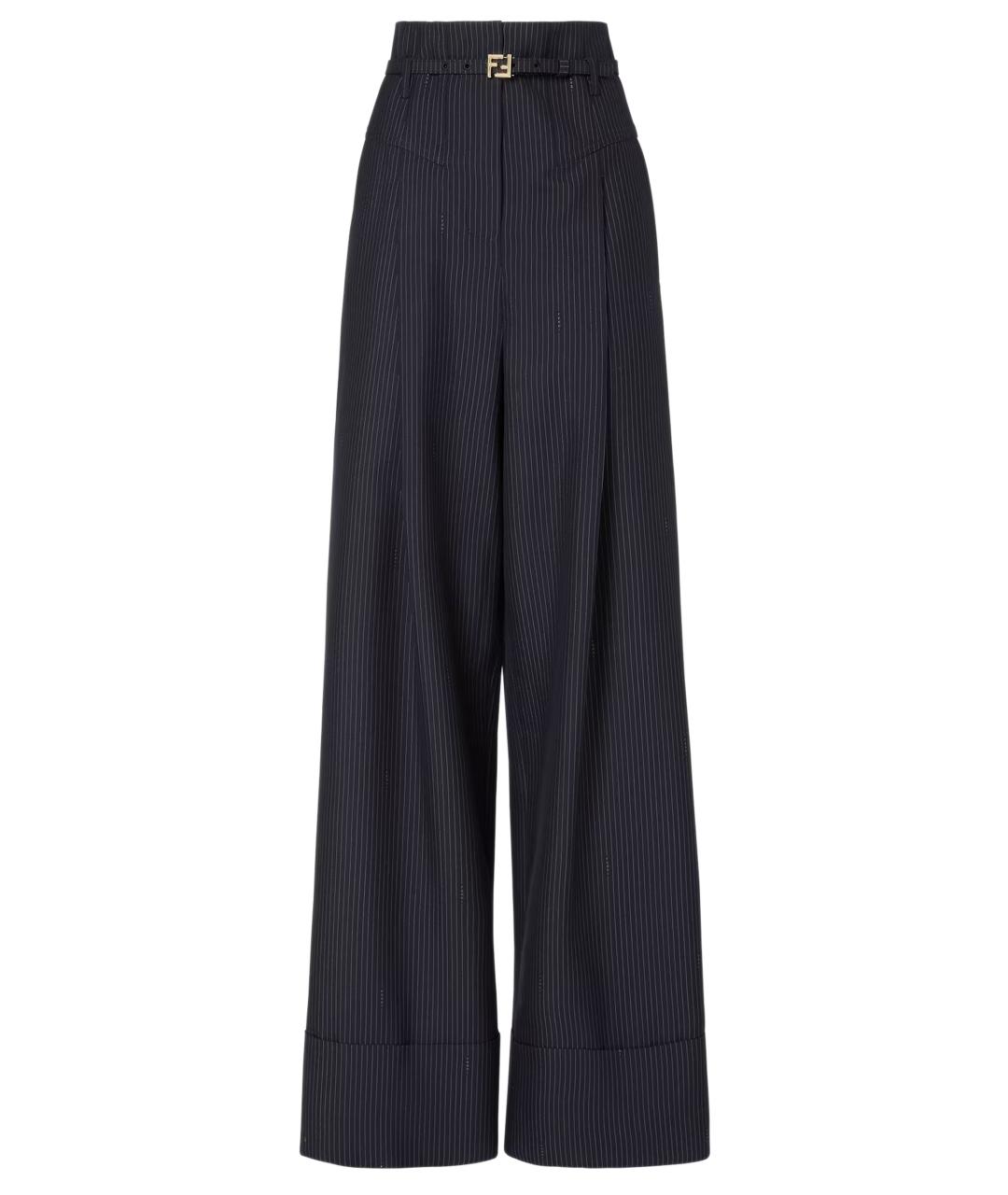 FENDI Черные шерстяные прямые брюки, фото 1