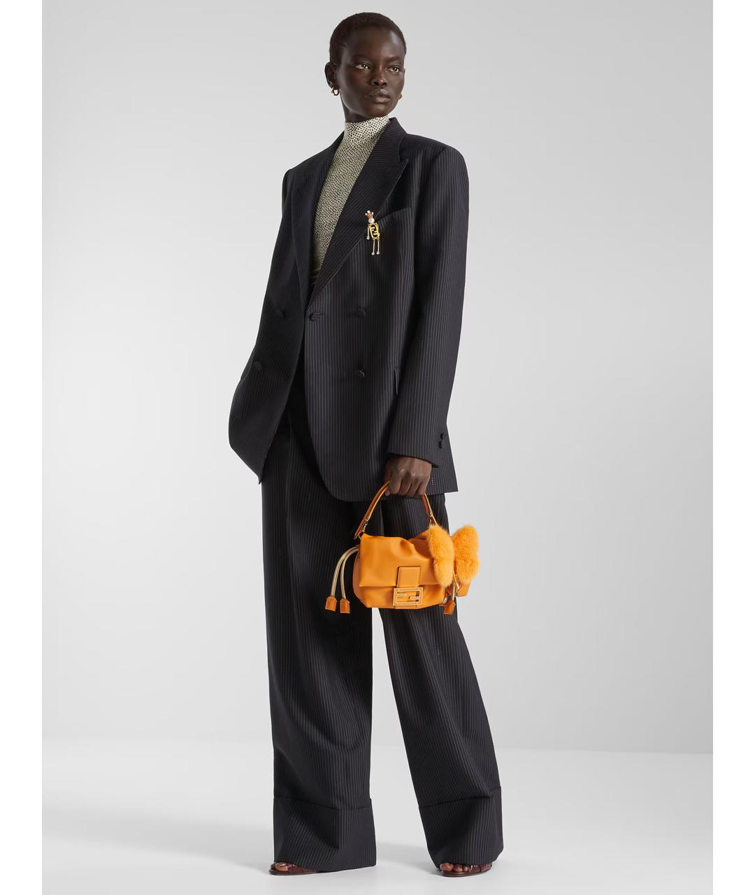 FENDI Черные шерстяные прямые брюки, фото 2