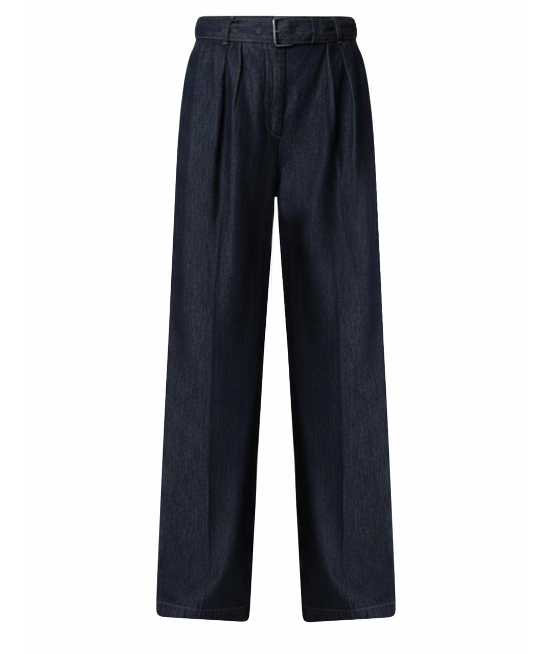 DRIES VAN NOTEN Синие хлопковые прямые брюки, фото 1