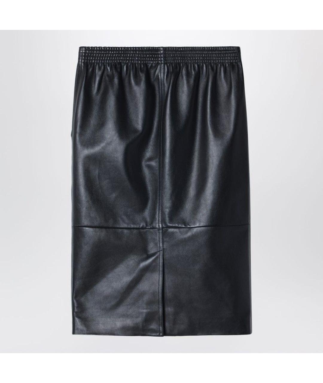 CHLOE Черная кожаная юбка миди, фото 2