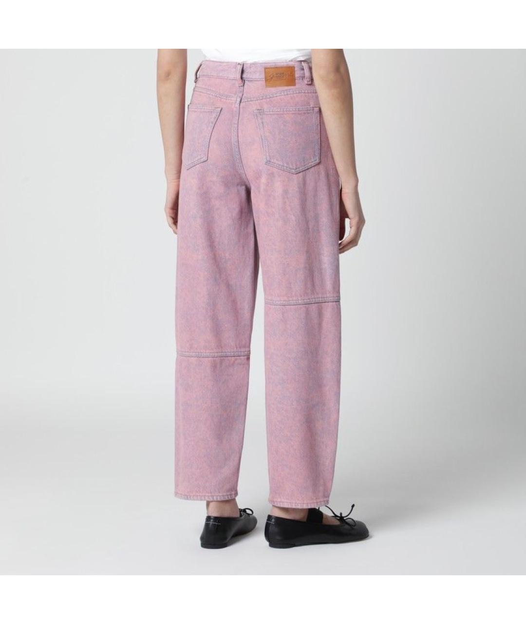 GANNI Розовые хлопковые прямые джинсы, фото 2