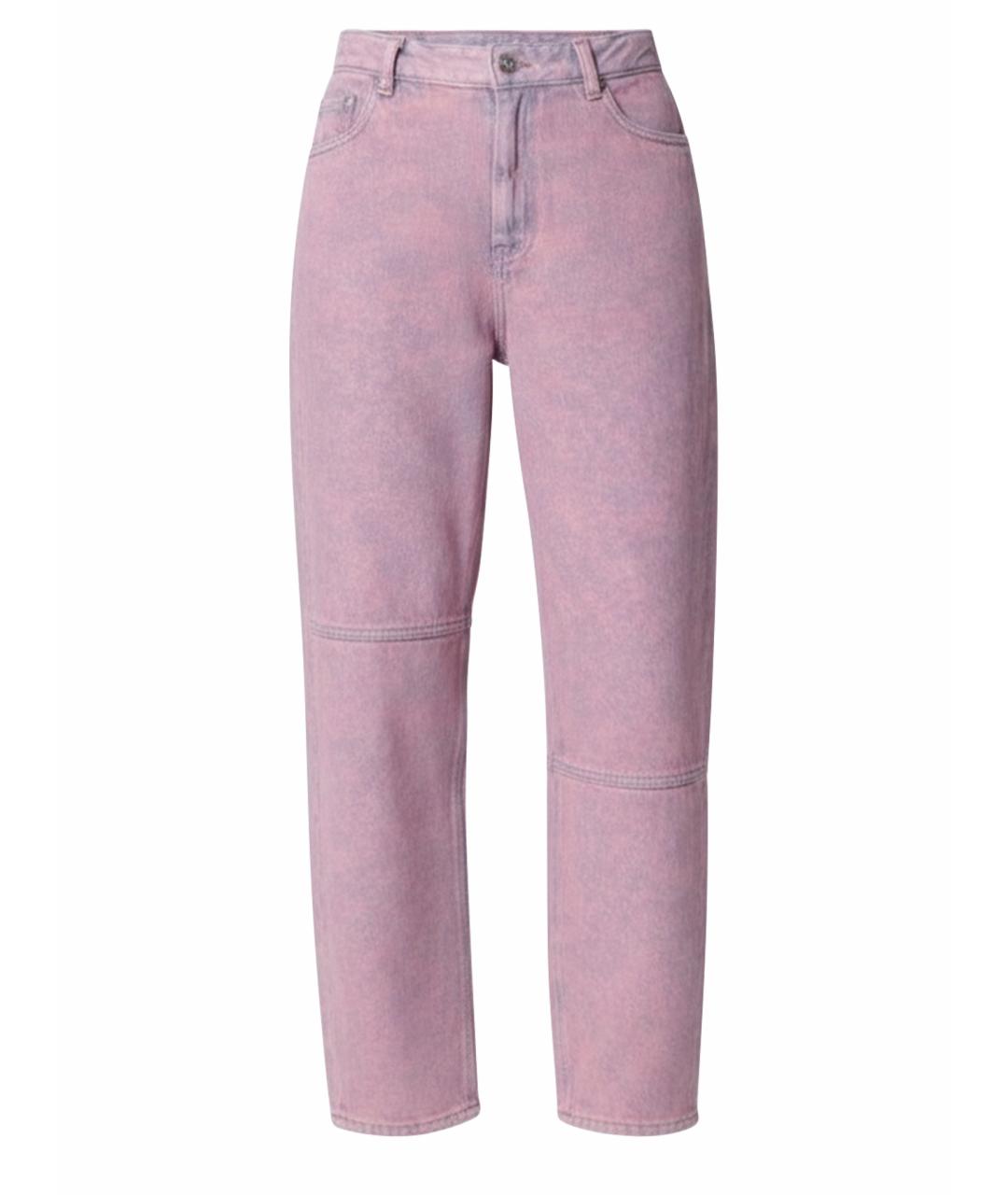 GANNI Розовые хлопковые прямые джинсы, фото 1