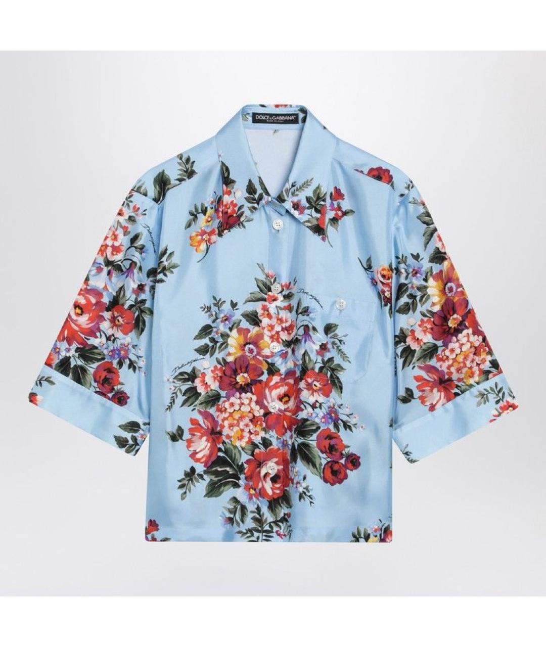 DOLCE&GABBANA Голубая шелковая рубашка, фото 3