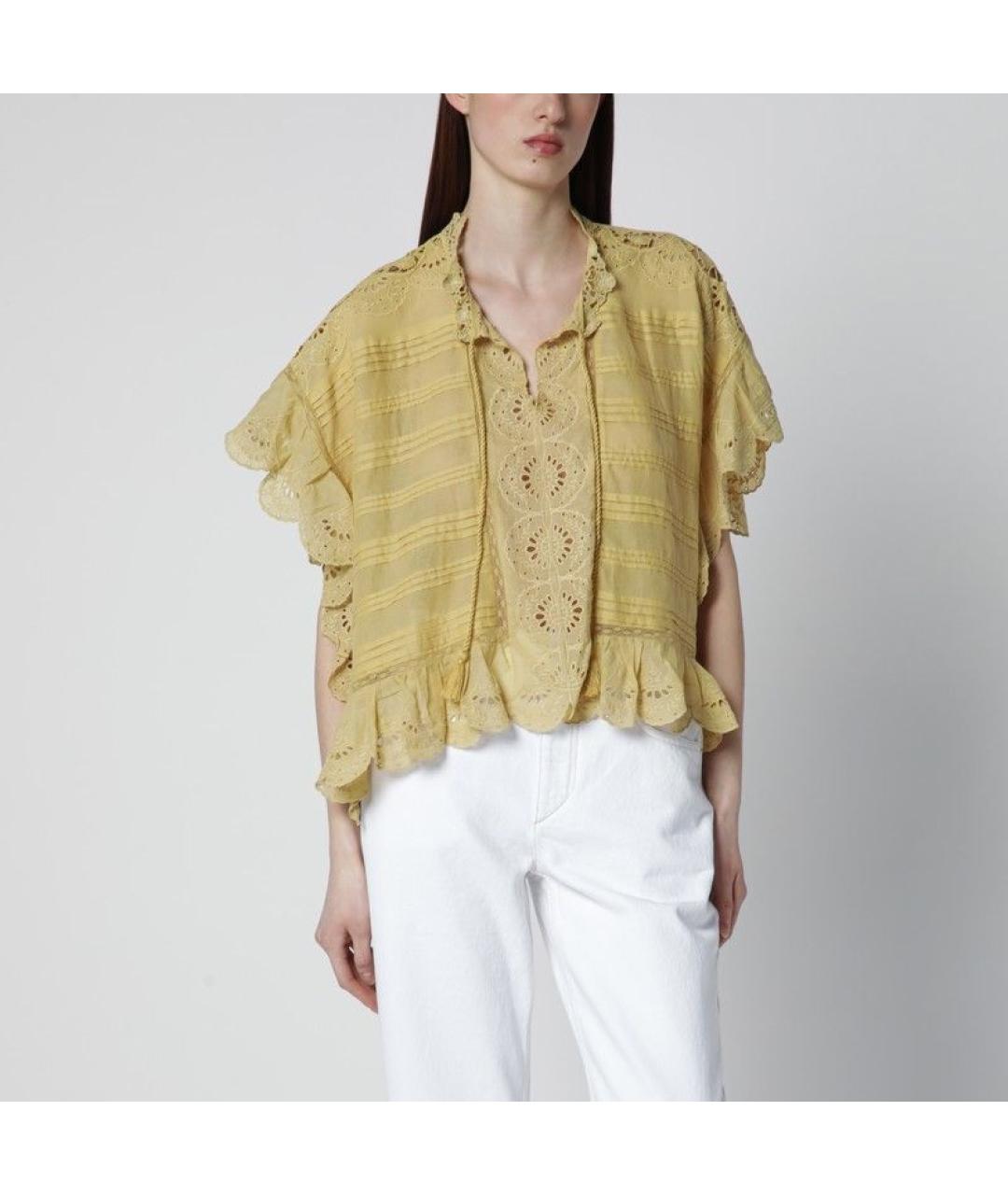 ISABEL MARANT Желтая хлопковая футболка, фото 2