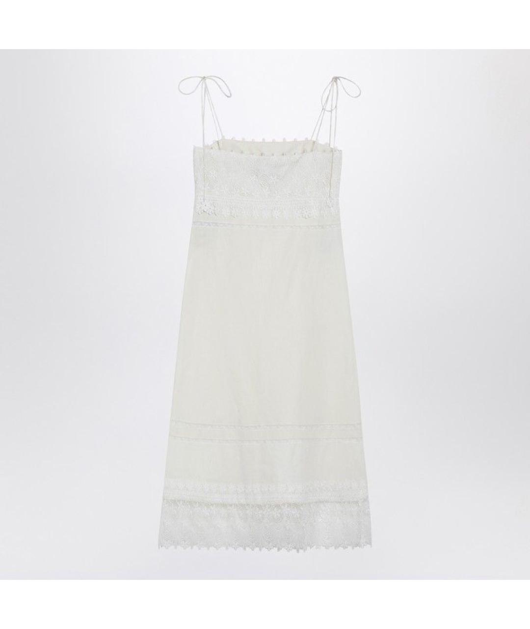 VALENTINO Белое льняное повседневное платье, фото 2