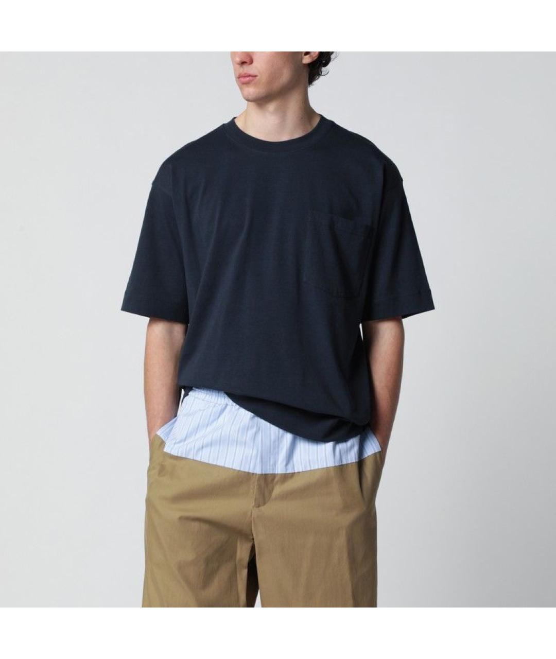 DRIES VAN NOTEN Синяя хлопковая футболка, фото 3