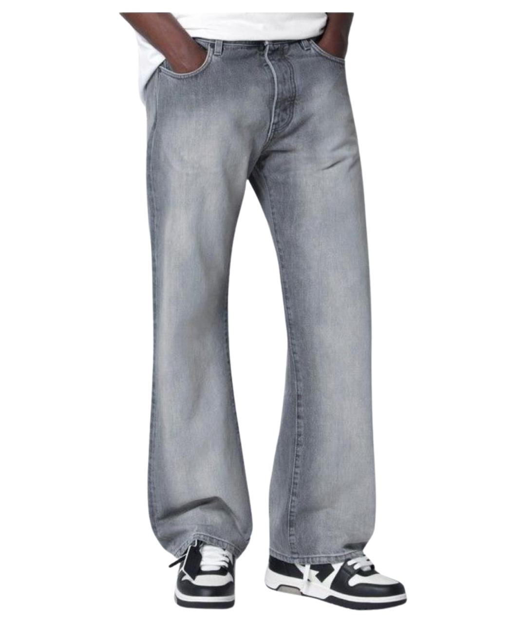 OFF-WHITE Серые хлопковые прямые джинсы, фото 1