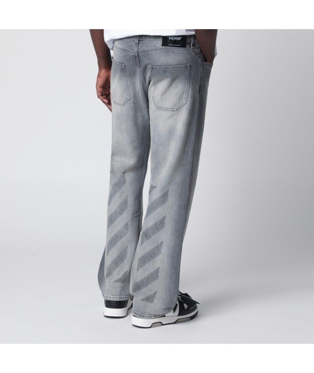OFF-WHITE Серые хлопковые прямые джинсы, фото 2